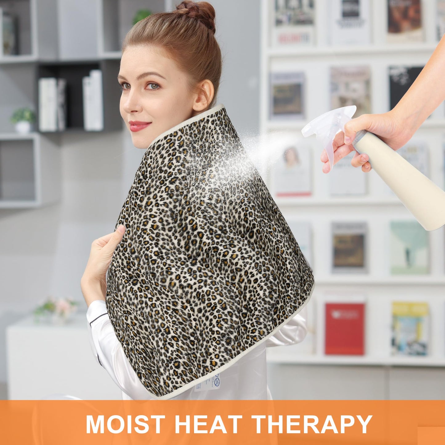 Deepsoon Heating Pad,Electric Heating Pads for Back,Neck,Abdomen,Moist Heating Pad for Shoulder,Knee,Arms,Legs,Dry/Moist Heat & Auto Shut Off,Christmas Gifts for Men and Women,Leopard Print,33x17 Inch