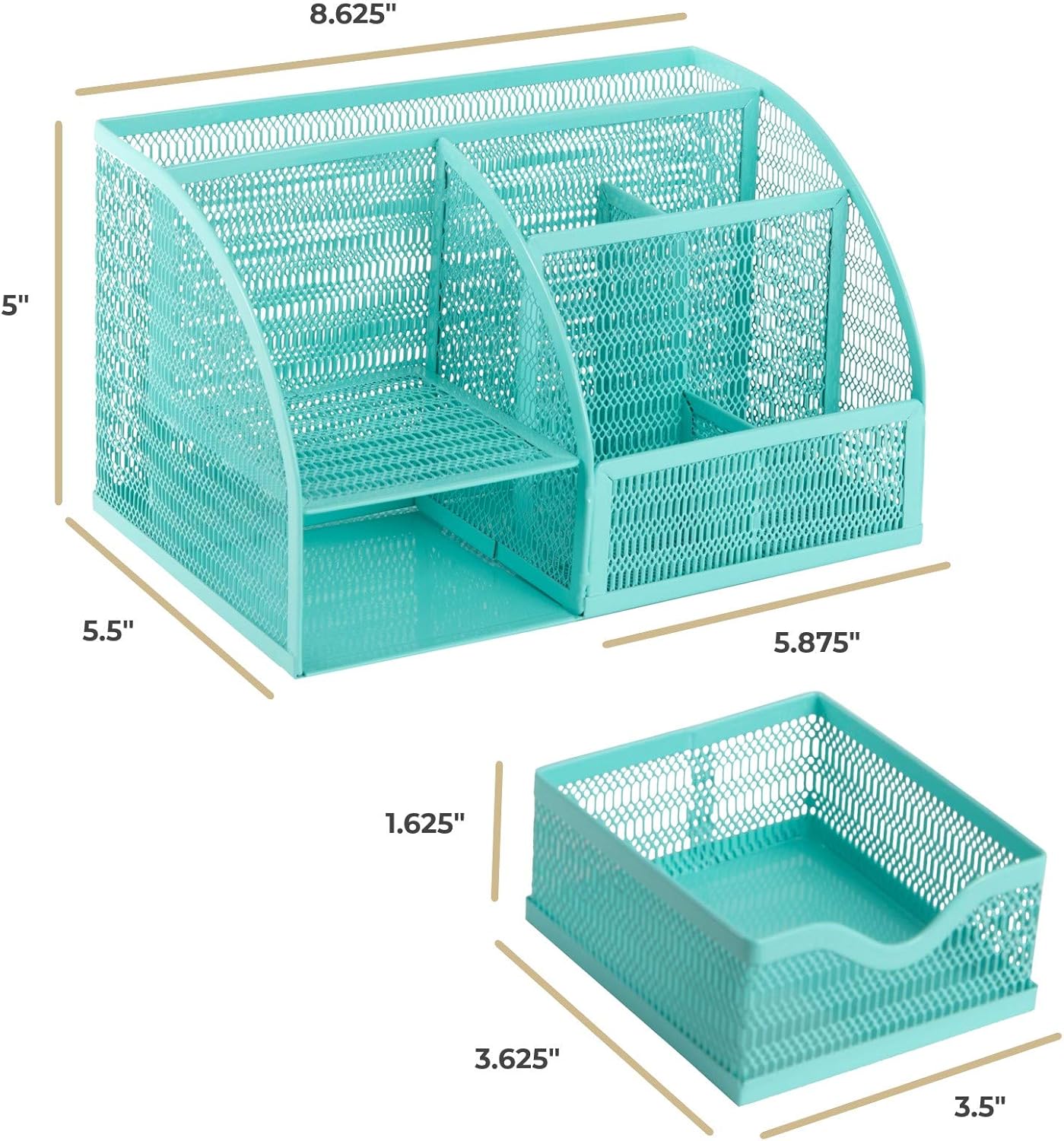 BLU MONACO Aqua Desk Organizer – Cute Turquoise Accessories & Stationery Holder for School, Locker, Bedroom or Home