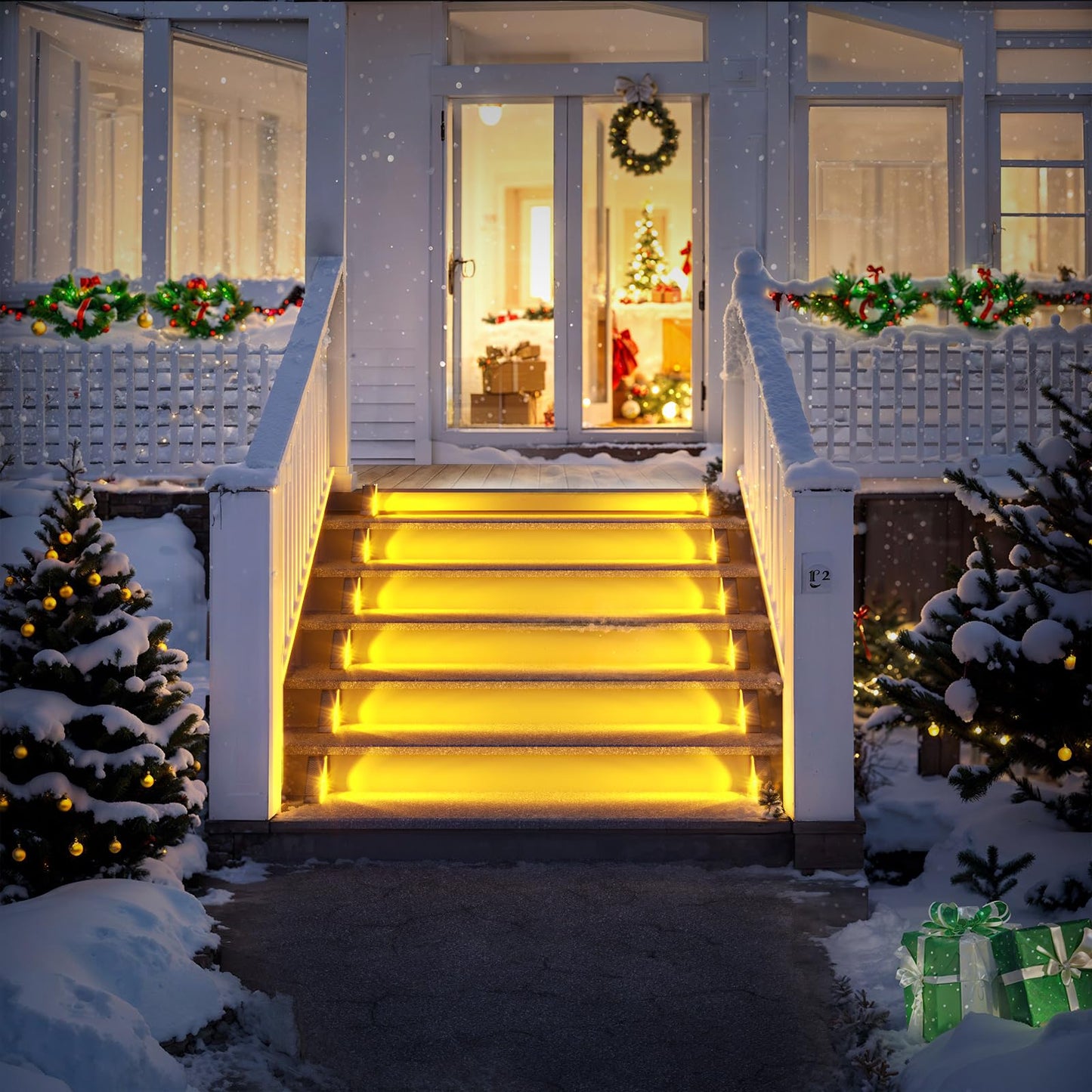Roshwey Solar Step Lights Outdoor Waterproof  8 Pack Triangle Solar Stair Lights For Outside  Led Deck Light Outdoor Decor Lighting For Patio Porch Backyard  Warm White