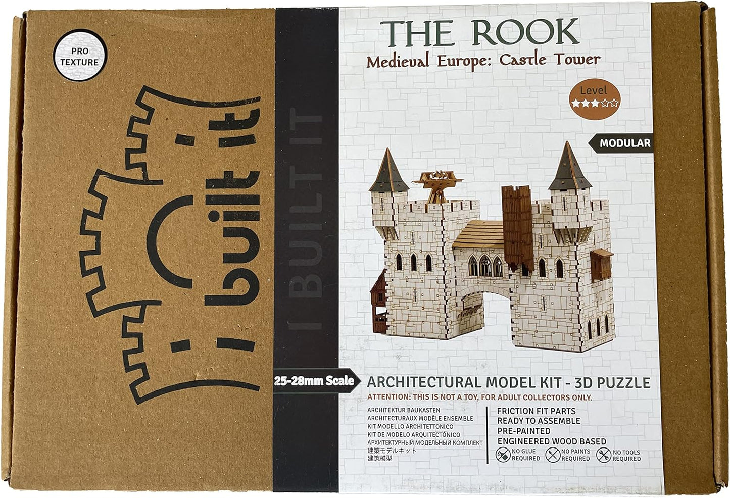 Rook P Castle Tower - 3D Wooden Puzzle - DIY 28mm Scale Model Building Kit - Educational Toy - Creative Gift - Tabletop Miniature Terrain Kit
