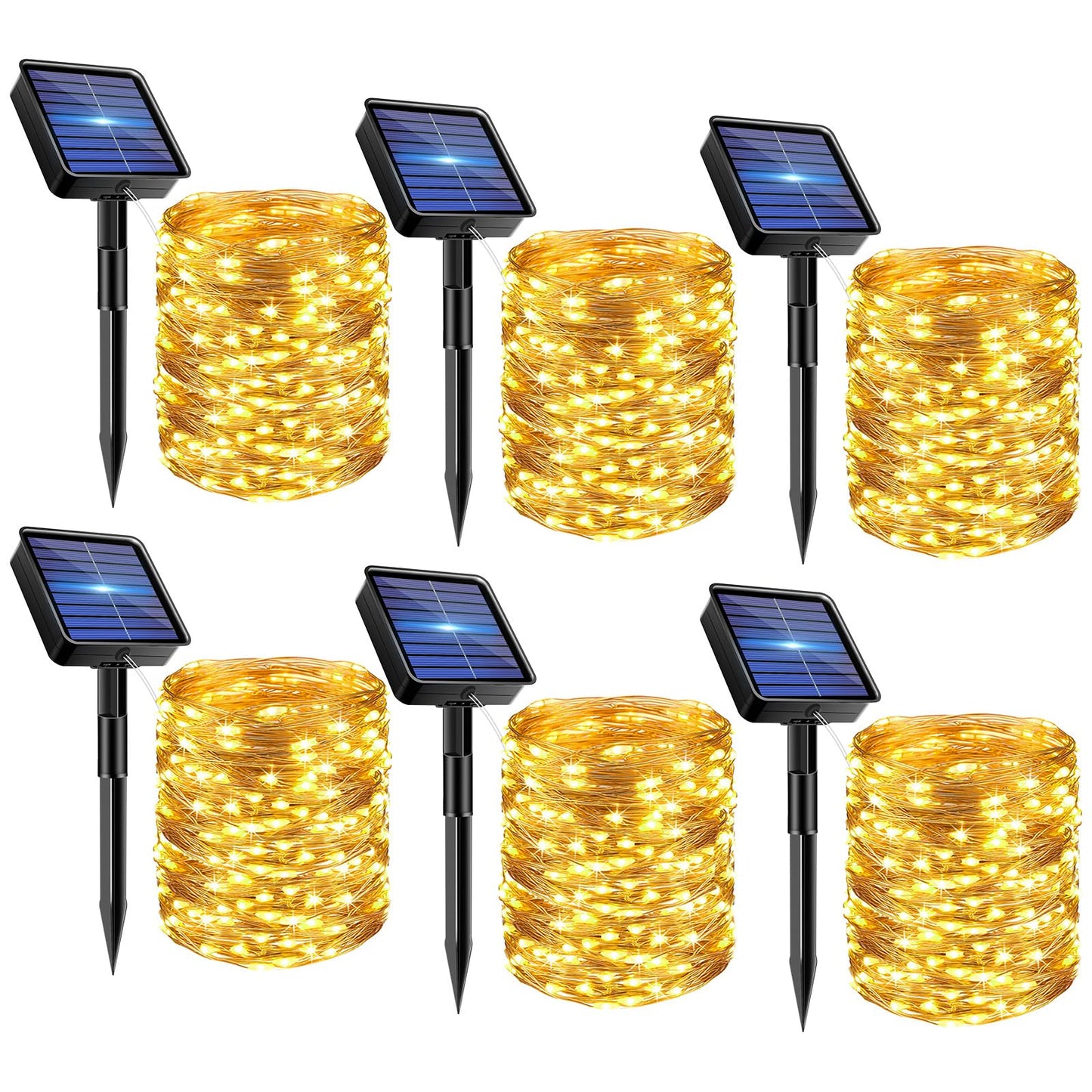 Bitjam 6 Pack Solar Fairy Lights For Outside Waterproof  Total 147Ft 450Led Solar String Lights Outdoor 8 Modes Solar Twinkle Lights For Garden Yard Christmas Tree Wedding Party Decor  Warm White