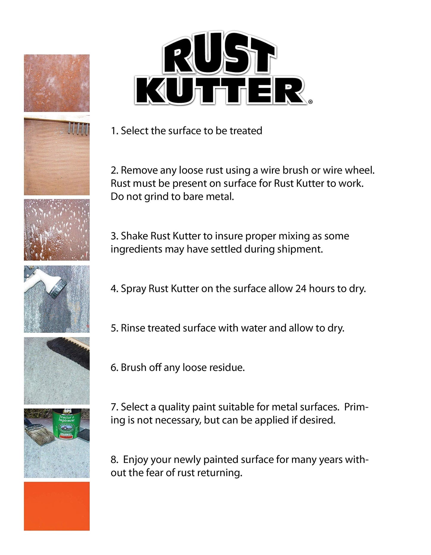 Rust Kutter - Stops Rust and Converts Rust Spots to Leave A Primed Surface Ready to Paint, Professional Rust Repair Manufactured in USA – Sprayer Included