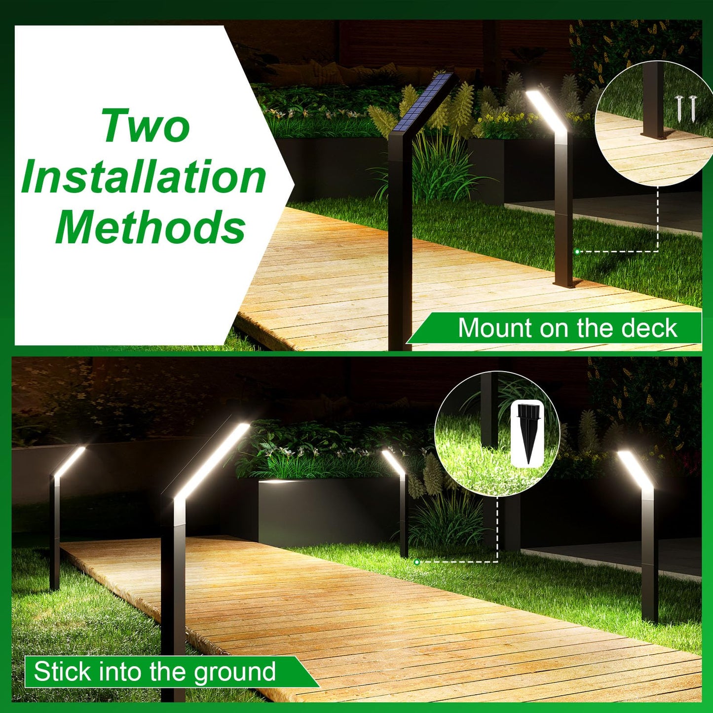 Jsot Solar Garden Lights - 6 Pack Solar Driveway Lights Outdoor For Landscape Pathway Backyard Decor Waterproof Walkway Light With Bright 3 Lighting Modes