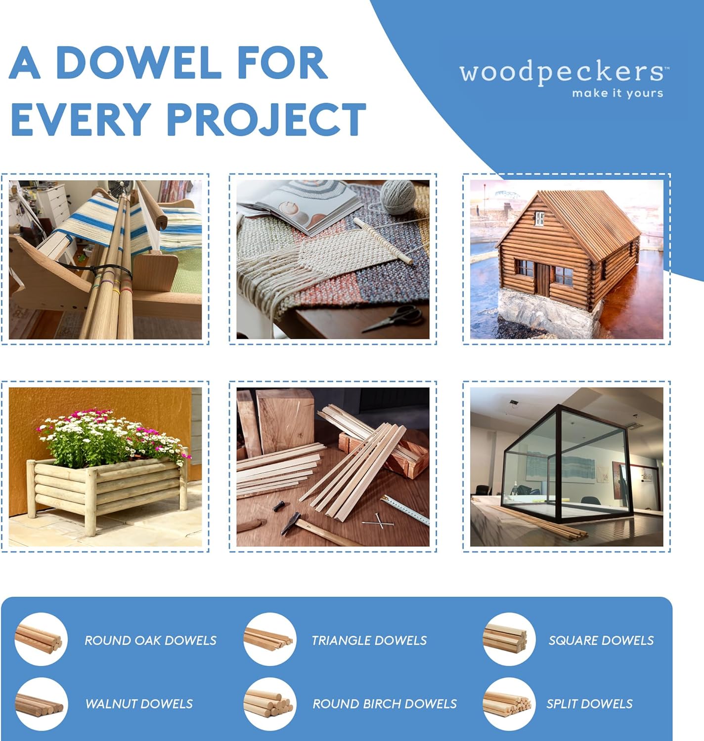 Wooden Dowel Rod, 1 Inch x 48 Inch Wood Dowels, Pack of 10 Wooden Dowels for Crafts, Unfinished Hardwood Wooden Dowels Rods, Strong Wood Rod Dowels for Crafting and DIYers