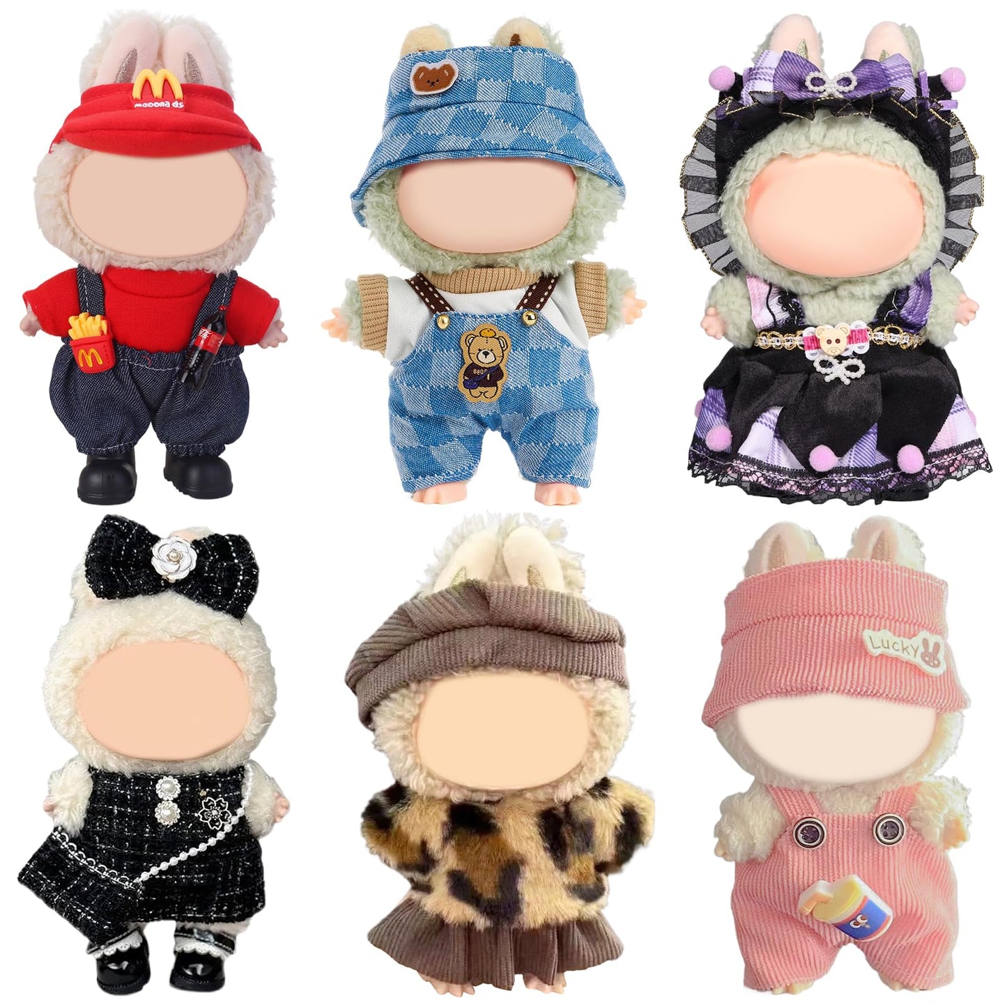 6 Pack Doll Clothes for 17 cm Doll, Exquisite Luxury Designer Outfits with Hats & Accessories, Cute Doll Clothing Set Suitable for Dress up Unique Style (No Dolls)