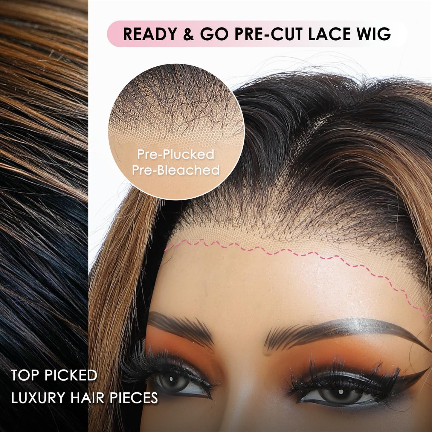 250 Density Highlight Bob Wig Human Hair With Layered Curtain Bangs Face-Framing 6x6 Glueless Wigs Human Hair Pre Plucked Pre Cu