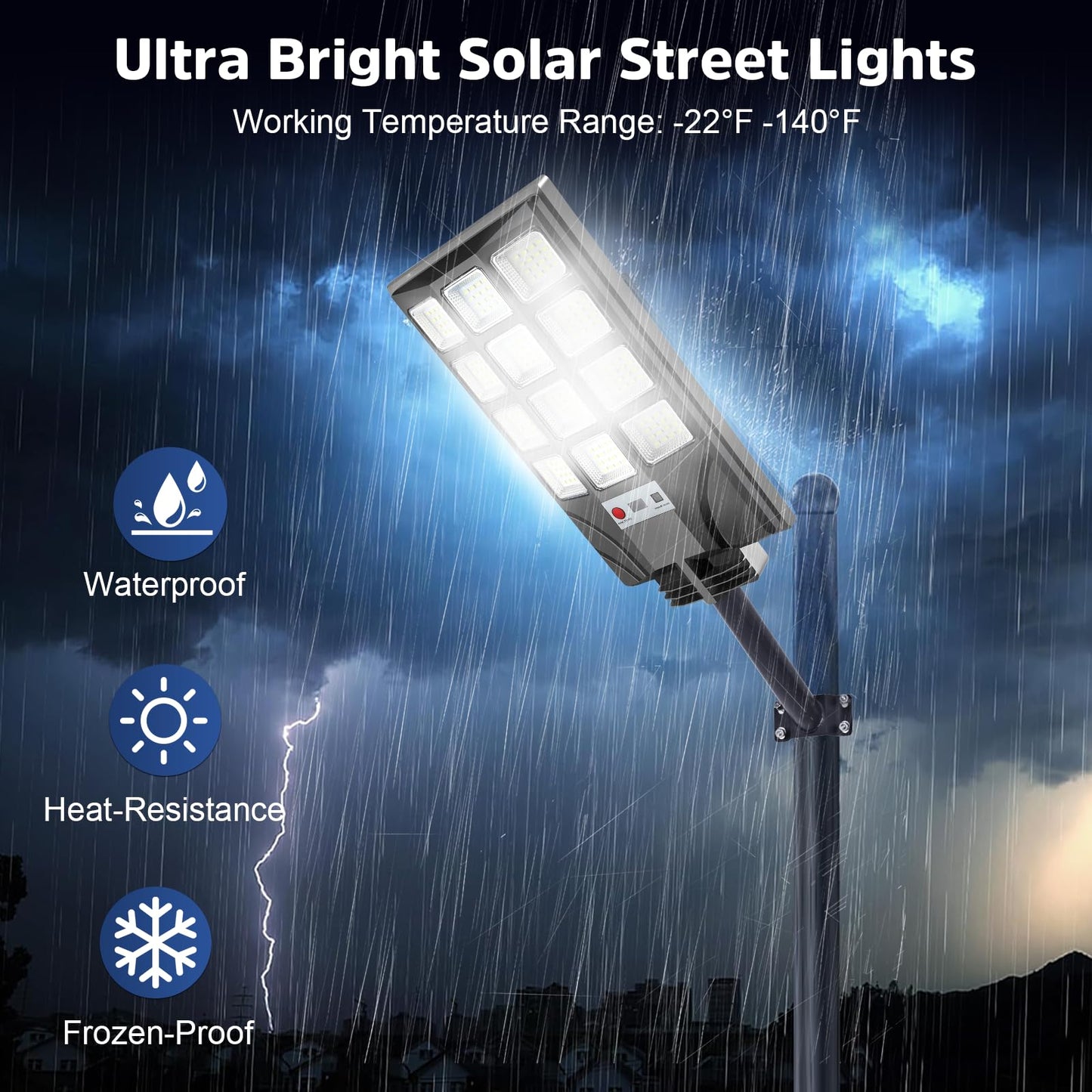 CNOIJUTS Solar Street Light 6500K 20000LM Waterproof LED 4-Pack Black PD-4P12