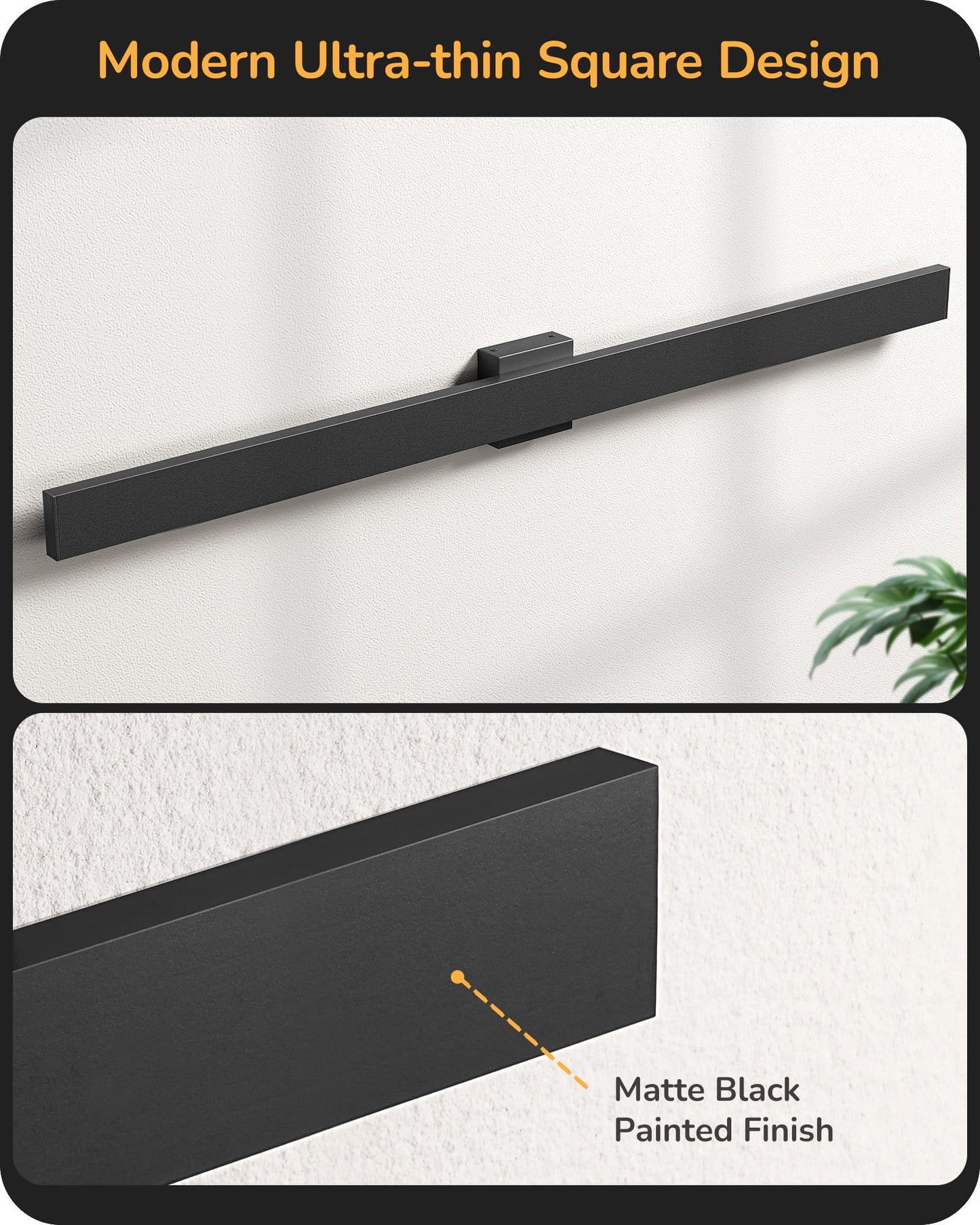 Edishine 47  Led Outdoor Wall Lights  3Cct & 10%-100% Dimmable  Ip65 Waterproof  Modern Exterior Lighting Fixtures  Linear Long Exterior Wall Light For House  Yard  2 Pack  Black