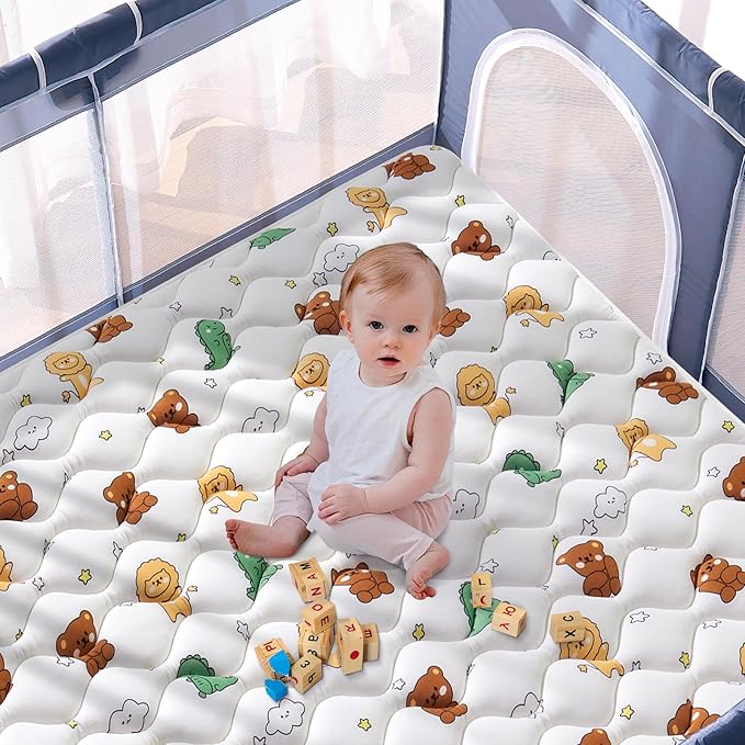 Lilyvibebearhappy Baby Play Mat, 59x59 Inch Thicker and Larger Non-Slip Cushioning Foam Playmats for Babies,Toddlers, Infants, Play & Tummy Time, Foldable and Machine Washable Baby Mat for Floor