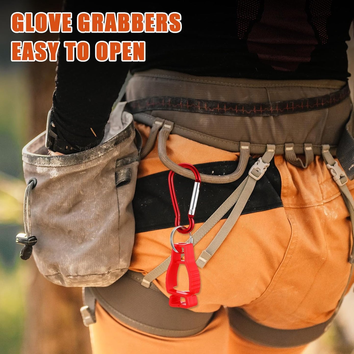 48 PCS Glove Clips for Work – Heavy-Duty Glove Holders with Belt Clips (Black, Red, Yellow, Orange)