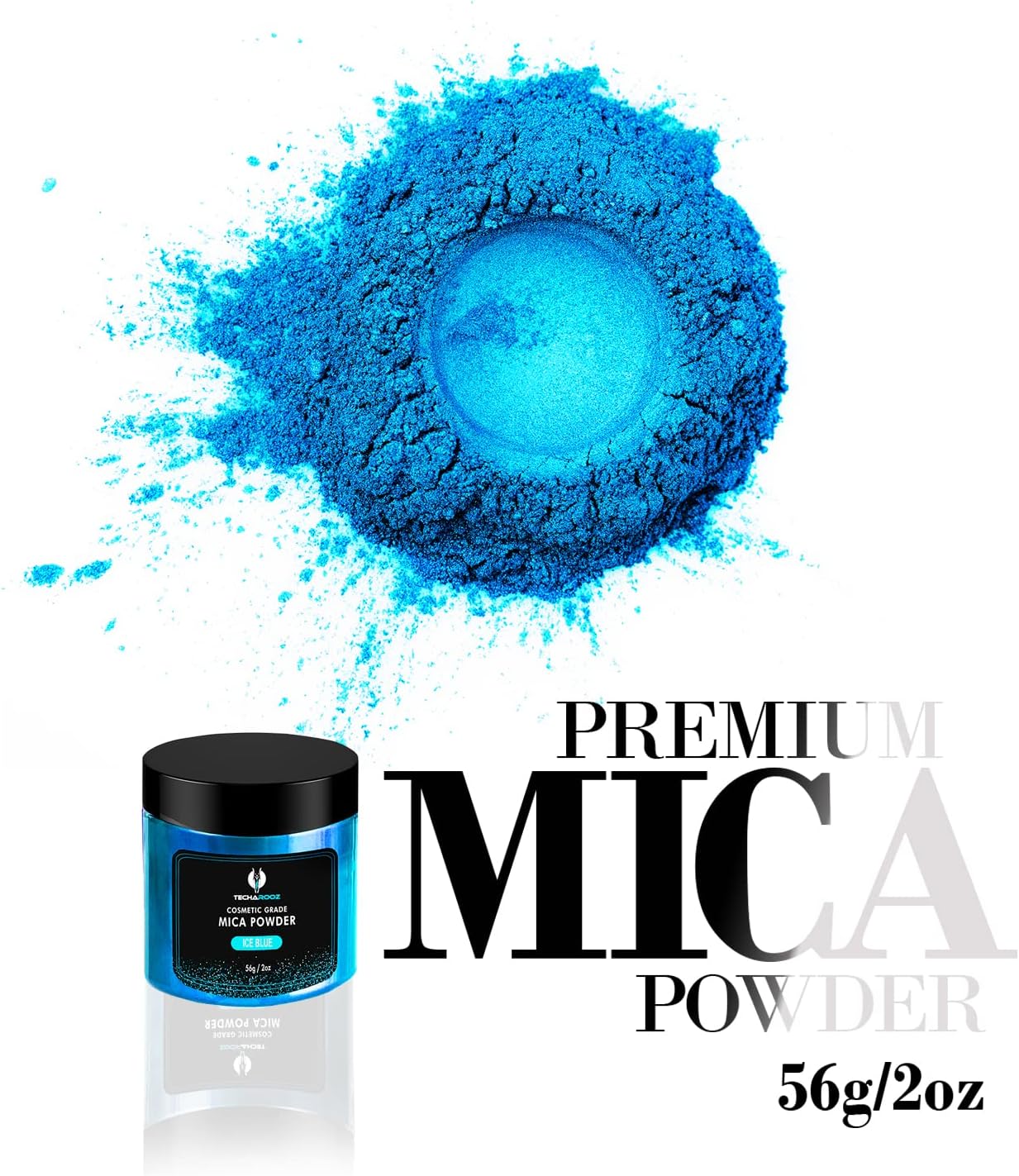 Ice Blue Mica Powder for Epoxy Resin 56g / 2oz. Jar Techarooz 2 Tone Resin Dye Color Pigment Powder for Lip Gloss, Nails, Colorant for Slime Bath Bombs Soap Making Polymer Clay