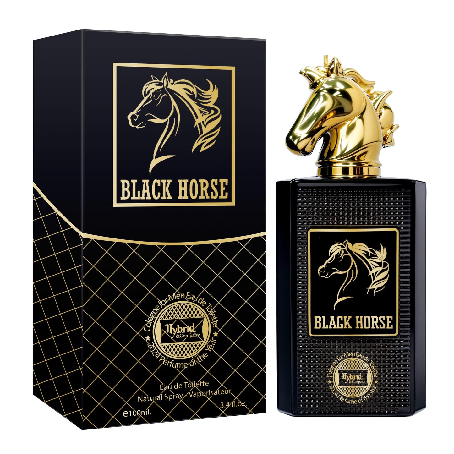 Hybrid & Company Black Horse For Men Eau De Toilette Vaporisateur Natural Spray 3.4 Fl Oz