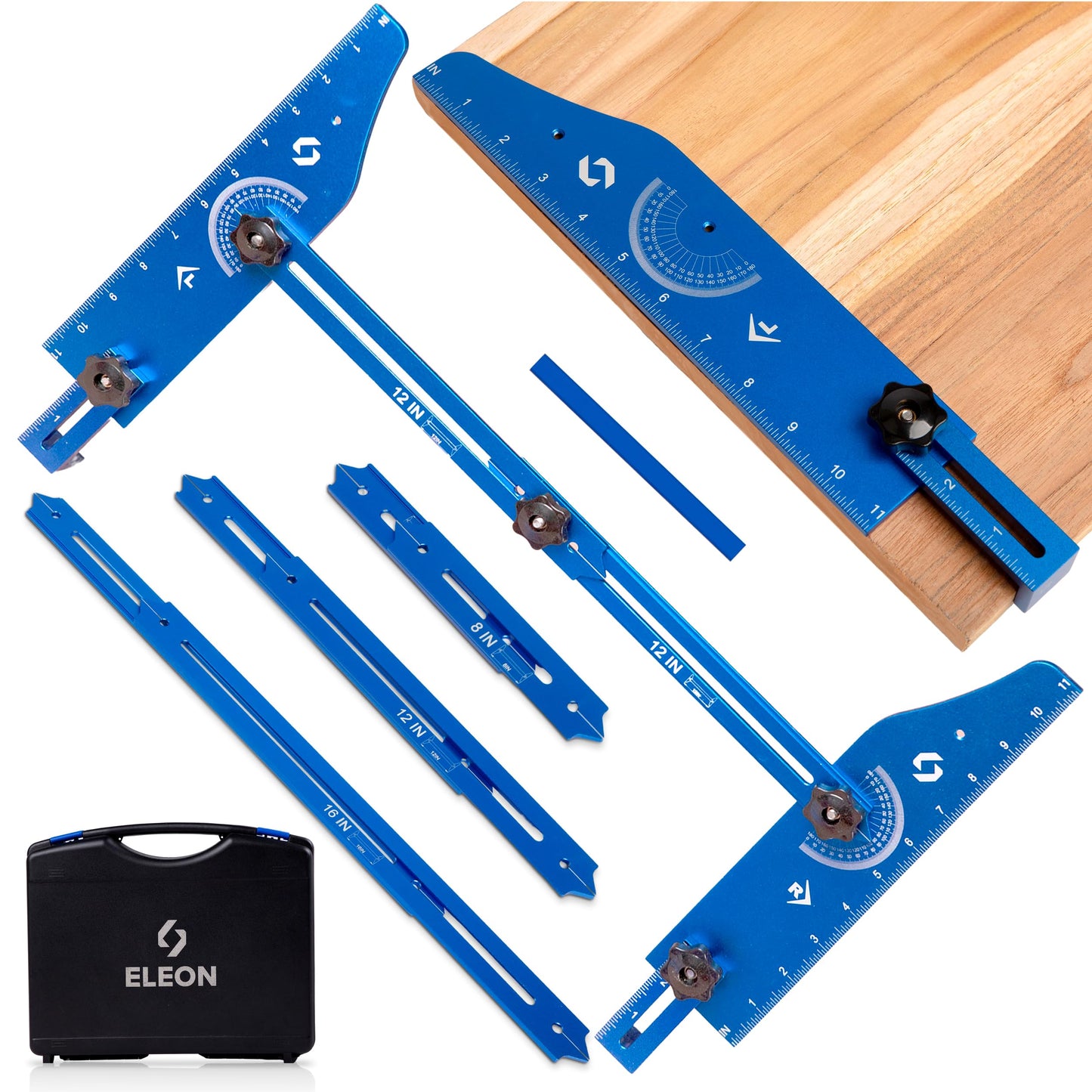 Eleon Stair Tread Template Tool - Aluminum Alloy Stair Tread Jig for Accurately Measuring Angle, Length, & Depth, Stair Gauge Measuring Tool, Compatible with Many Types of Layout Projects