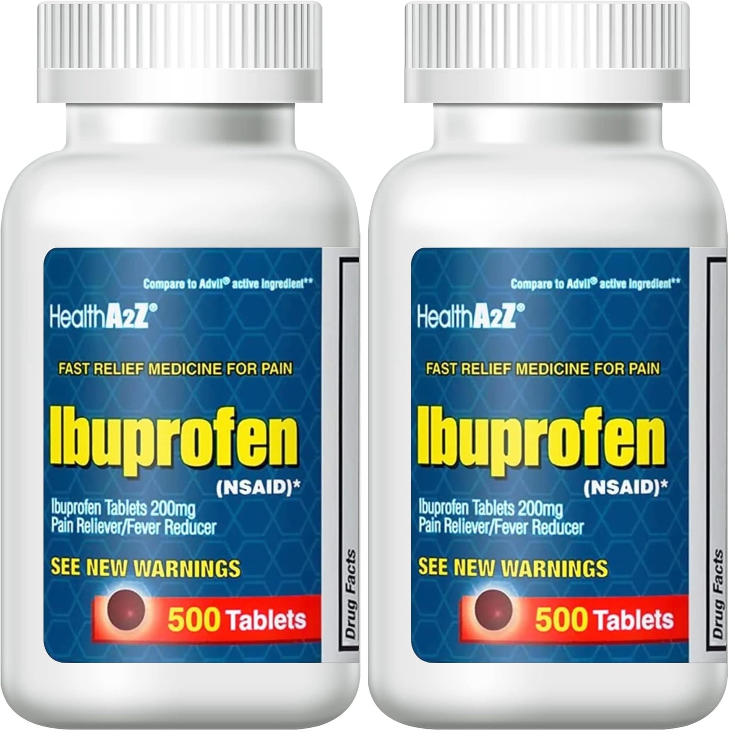 HealthA2Z® Ibuprofen 200mg | 500 Counts | Pain Relief | Body Aches | Headache | Arthritis | Cramps | Back Pain | Fever Reducer… (500 Count) (Pack of 2)