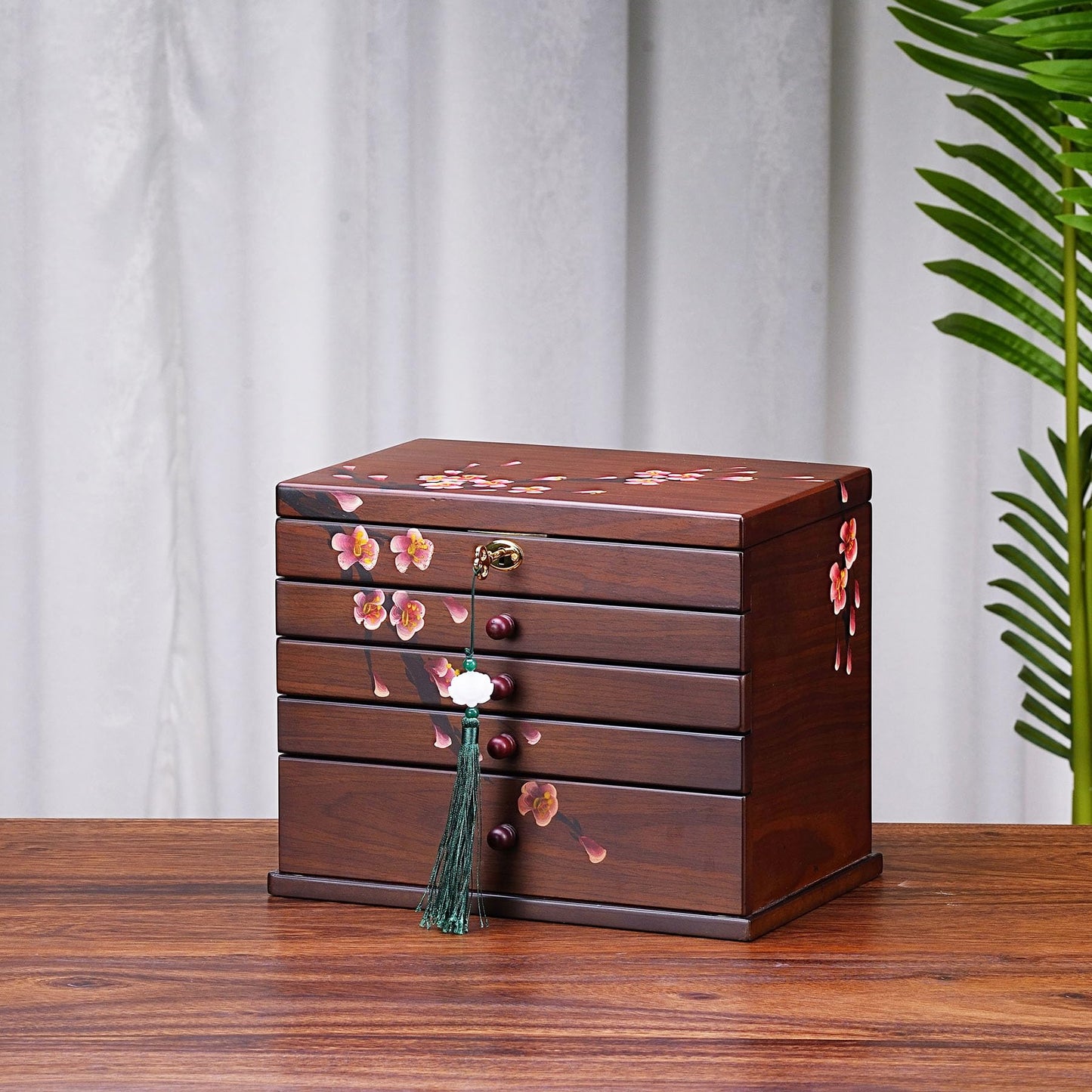 Xloverise Vintage Wooden Jewelry Boxes with Lock & Key - Hand-Painted Large Jewelry Organizer, 6-Layer jewelry organizers and st