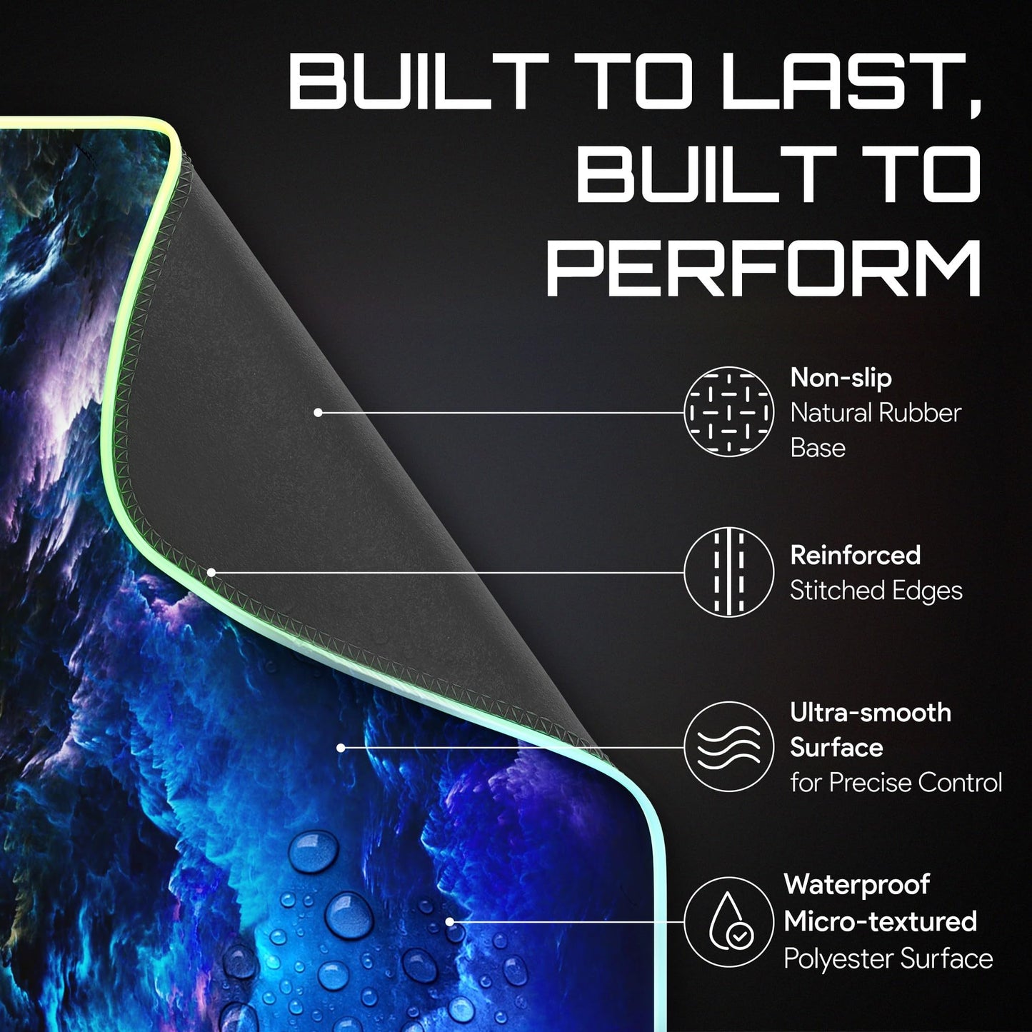 Gerlos RGB Large Gaming Mouse Pad, Extended Soft LED Mouse Pad, Non-Slip Rubber Base, Water Resist Keyboard Pad, Gaming Mousepad 31.5×11.8 inches