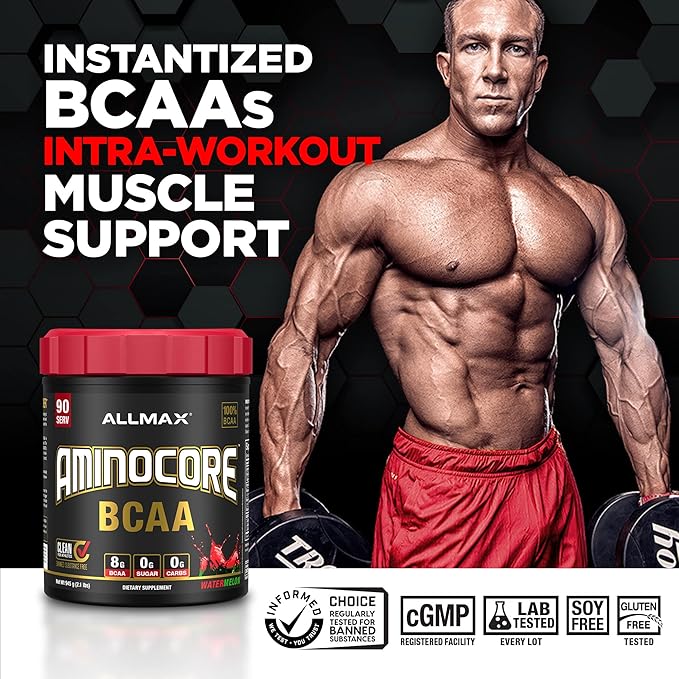 ALLMAX Nutrition AMINOCORE BCAA, Fruit Punch - 945 g Powder - 8.18 Grams of Branched Chain Amin Acids Per Serving - with B Vitamins - No Fillers or Non-BCAA Aminos - Sugar Free - 90 Servings