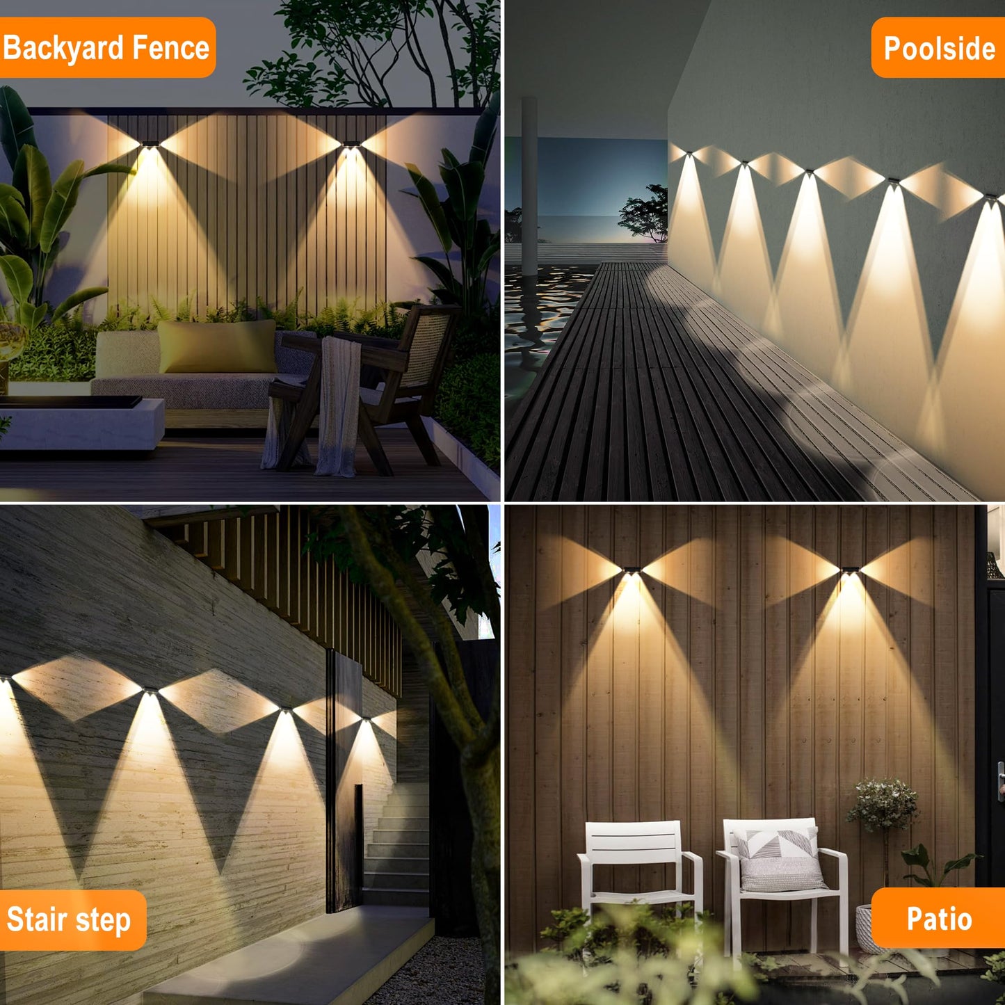 Nibuuecer Solar Fence Lights 2 Pack 9 Colors&11 Lighting Modes Fence Solar Light Outdoor Waterproof Ip65  3-Side Lighting Led Deck Lights For Outside Wall Backyard Step Patio Garden
