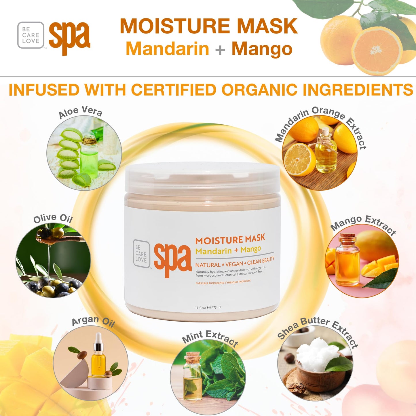 BCL SPA Organic Mandarin and Mango moisture mask for hands, foot mask, and body mask skin care spa treatment, home or profession