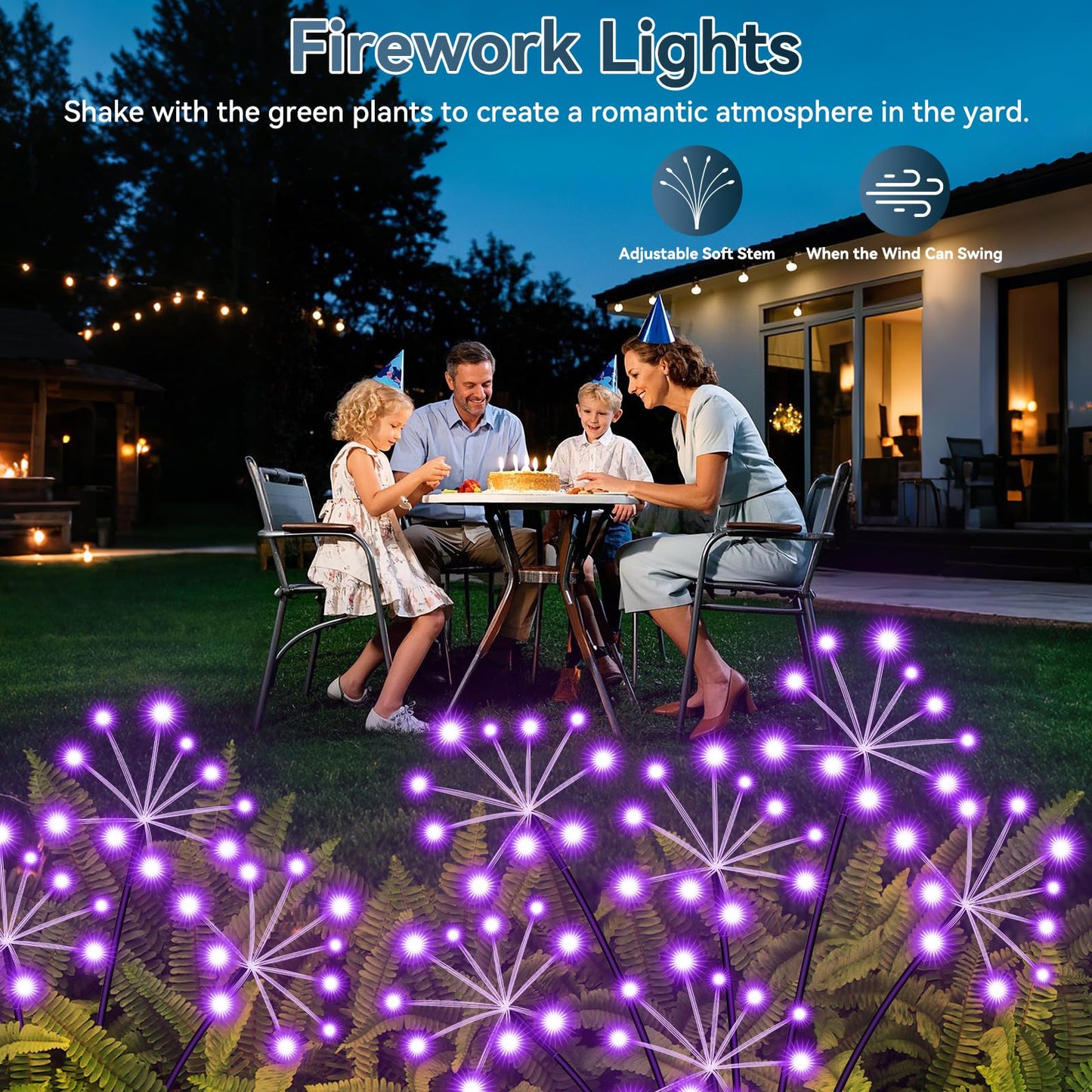 Solar Garden Lights 2 Pack Waterproof Swaying Starburst Light Solar Outdoor Lights For Yard Patio Walkway Pathway Party Wedding Decoration  Unique Gifts For Women  Purple