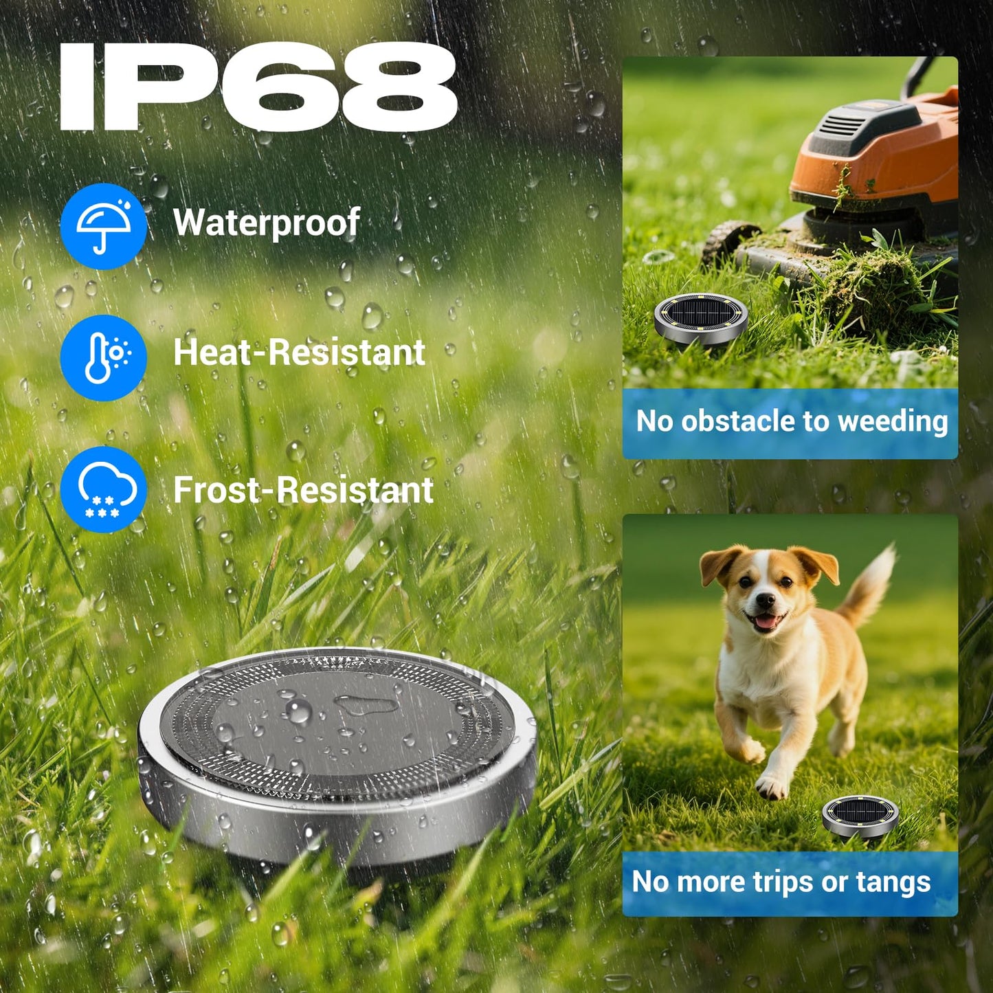 Peasur Solar Ground Lights, 6 Pack, IP68 Waterproof, Stainless Steel, Warm White