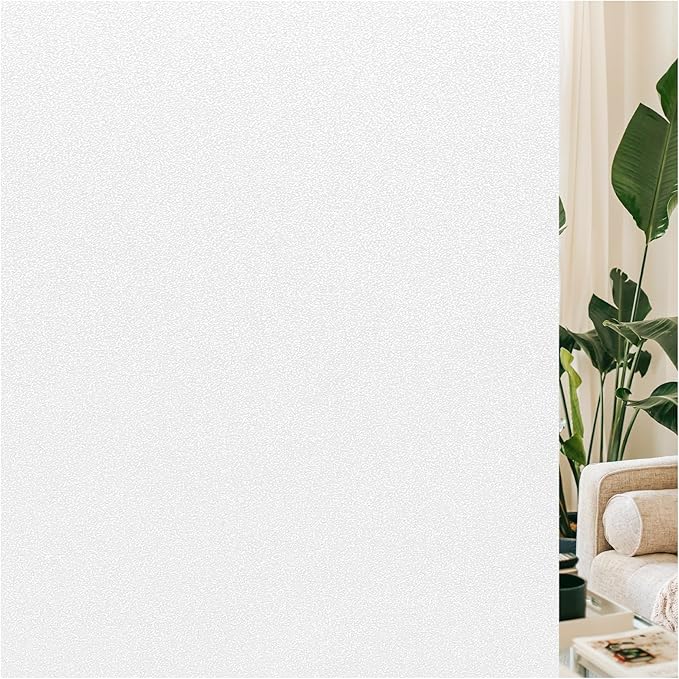 LUTE Window Privacy Film, Frosted Glass Window Film, Static Cling Heat Control Frosting Glass Sticker Removable, Non-Adhesive Opaque Covering for Bathroom Home Office Door (White, 35.4" x 118.1")