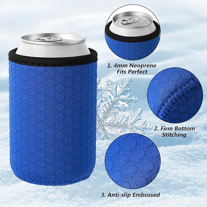 5 Pcs Insulated Can Sleeve, Reusable Can Cooler Sleeves, Non-slip Neoprene Beer Bottle Cover Holder for 12oz Standard Can Soda and Beer (Hexagon pattern)