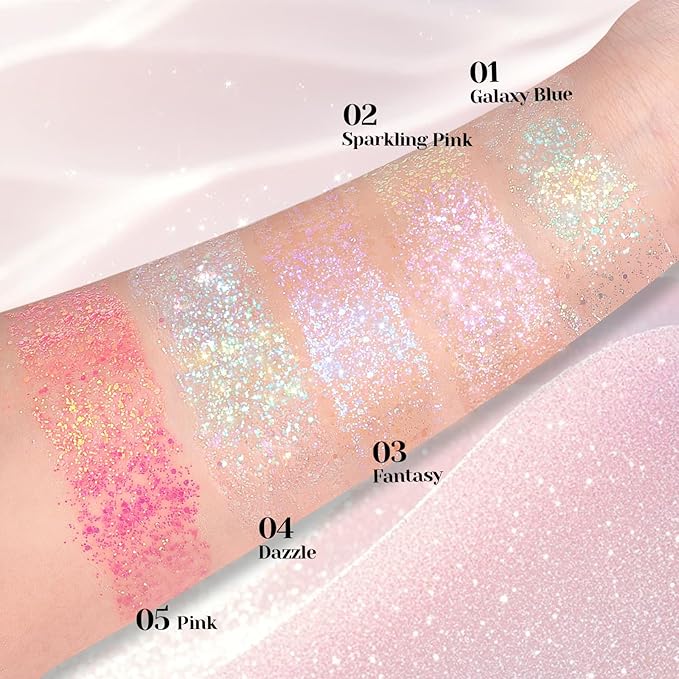 DAGEDA Roll-on Body Glitter,Holographic Eye Face Hair Glitter Gel for Festival Outfit Mermaid Accessories,Chameleon Color Body Shimmer Makeup Rave Outfits Accessories for Women 50ml (Galaxy Blue)