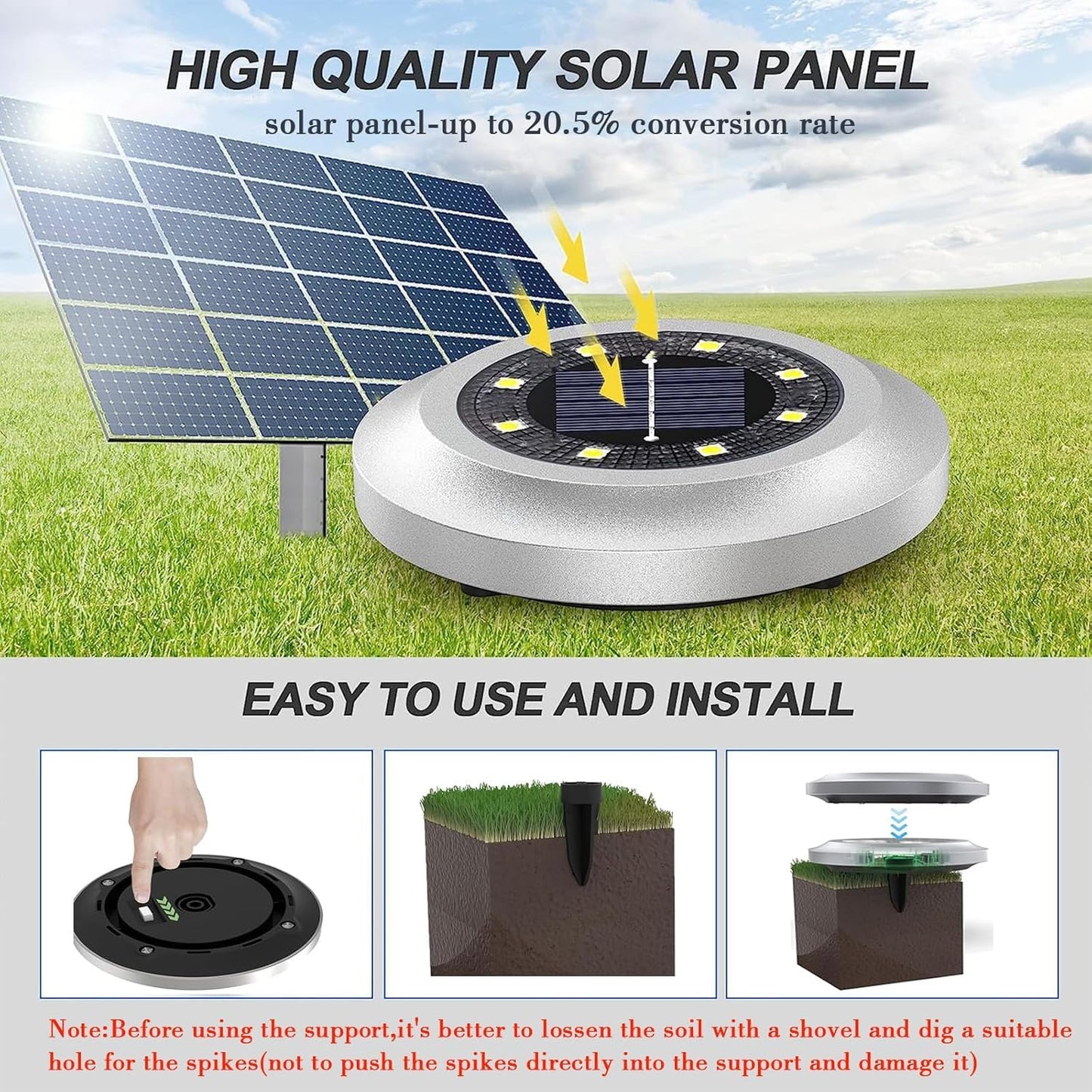 Yakalla Solar Garden Lights, 12 Pack, Blue, ABS Material, Model DD-12PCS-blue for Pathway, Yard, Deck, Lawn, Patio, Walkway, Driveway
