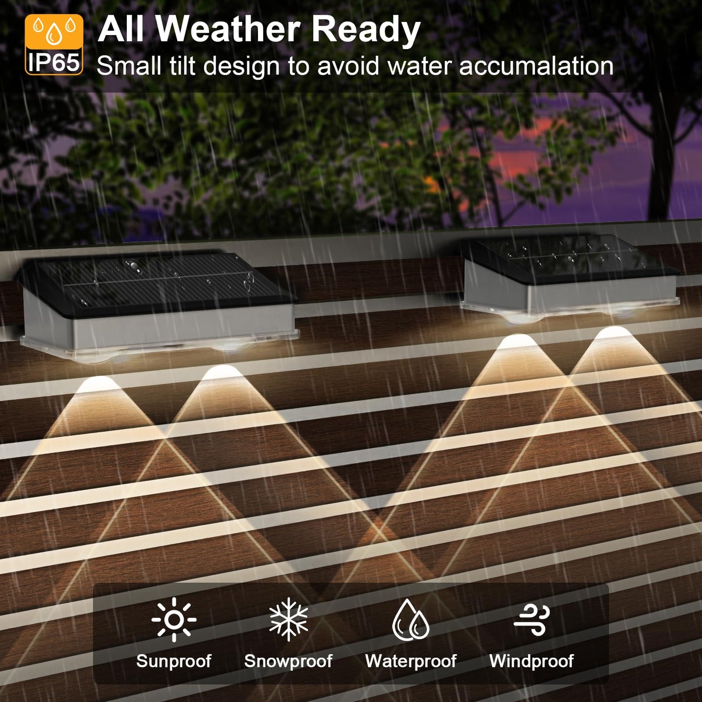 Solar Fence Lights Outdoor 8 Pack  Stainless Steel & Ip65 Waterproof  8 Lighting Modes High Brightness Led Spot Lens Deck Lights Dusk To Dawn For Backyard Stair Railing Patio Wall