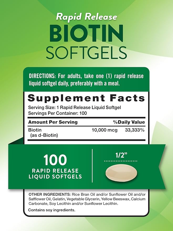 Nature's Truth Biotin 10,000mcg | Rapid Release Softgels | 100 Count | Non-GMO & Gluten Free Supplement