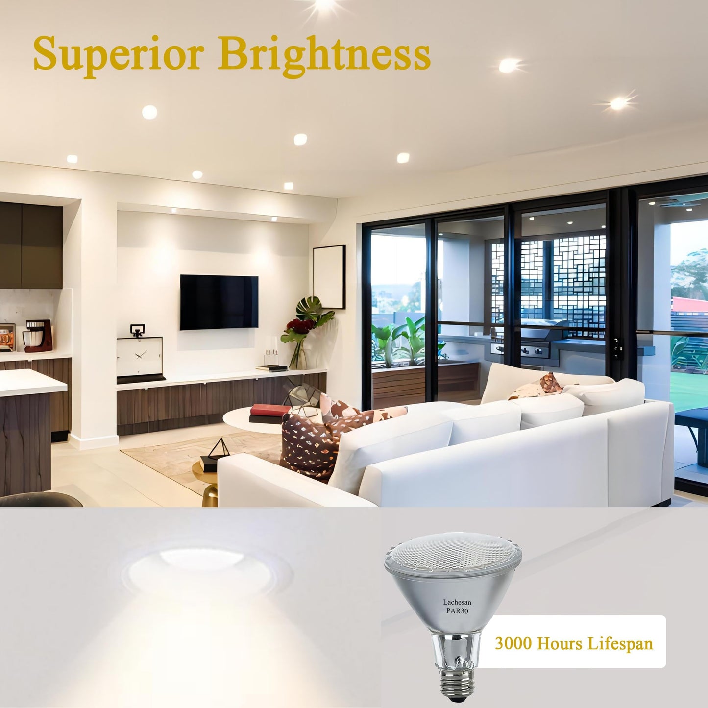 Lachesan Par30 Long Neck Halogen Flood Light Bulbs 60W 120V 2700K Warm White Dimmable High Brightness  E26 Base  Great For Accent Lighting  Tracking  Recessed Bulb 6Pcs
