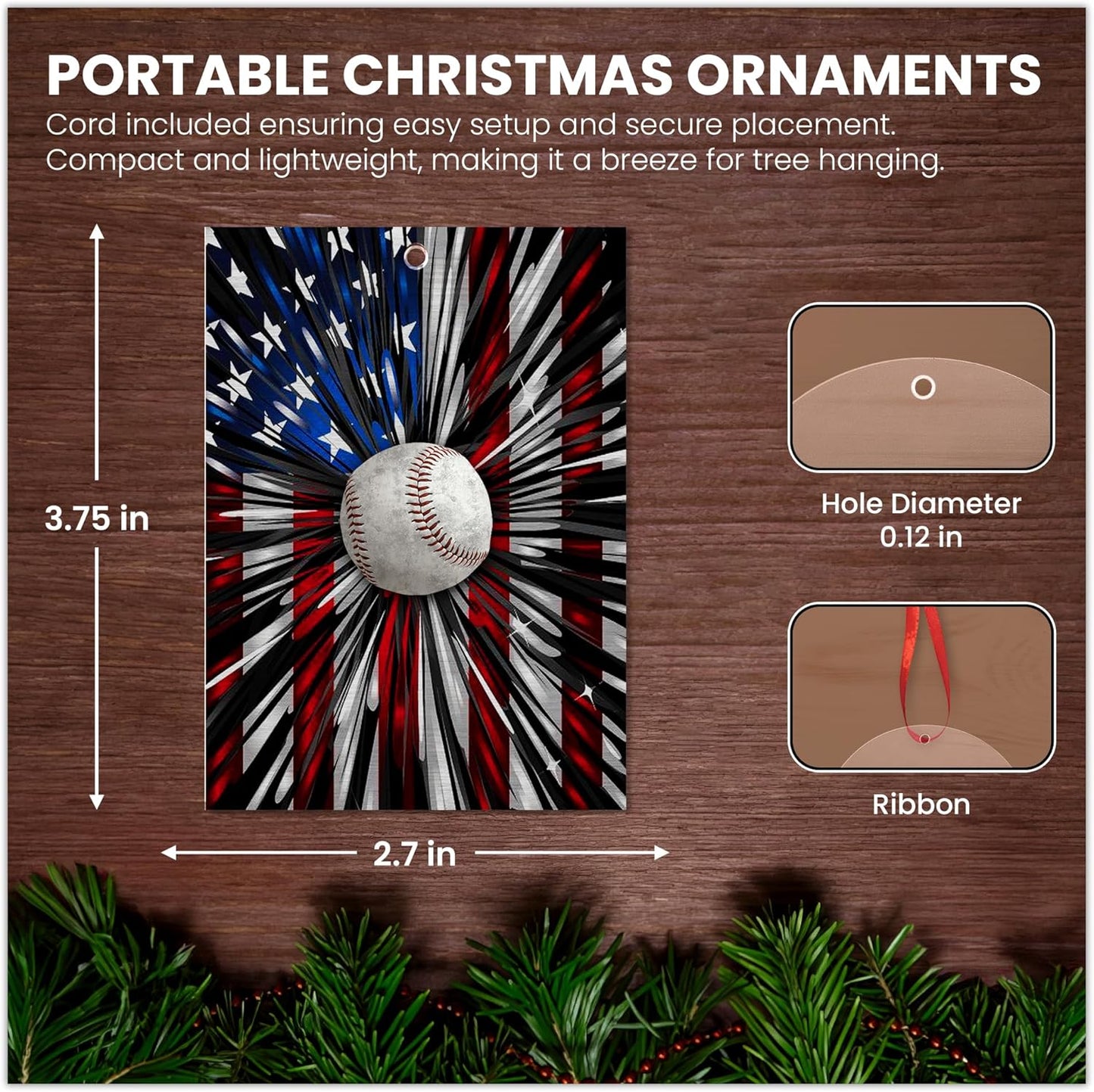 FLAGWIX Baseball Gifts for Men, Women, Christmas Ornaments 2025 - Christmas, Softball Gifts for Men, Women, Sport, Baseball Team - Christmas Decorations Acrylic Ornaments
