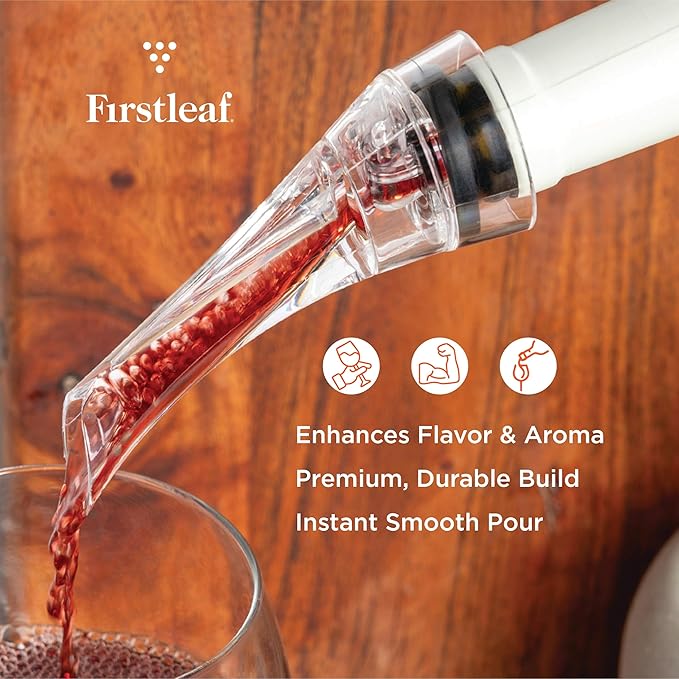 Wine Aerator Pourer Spout – Professional Aeration Pour Spout with Sediment Filter, Instant Flavor & Aroma Boost, Drip-Free / No-Spill Design, Easy to Clean, Ideal Gift for Wine Lovers