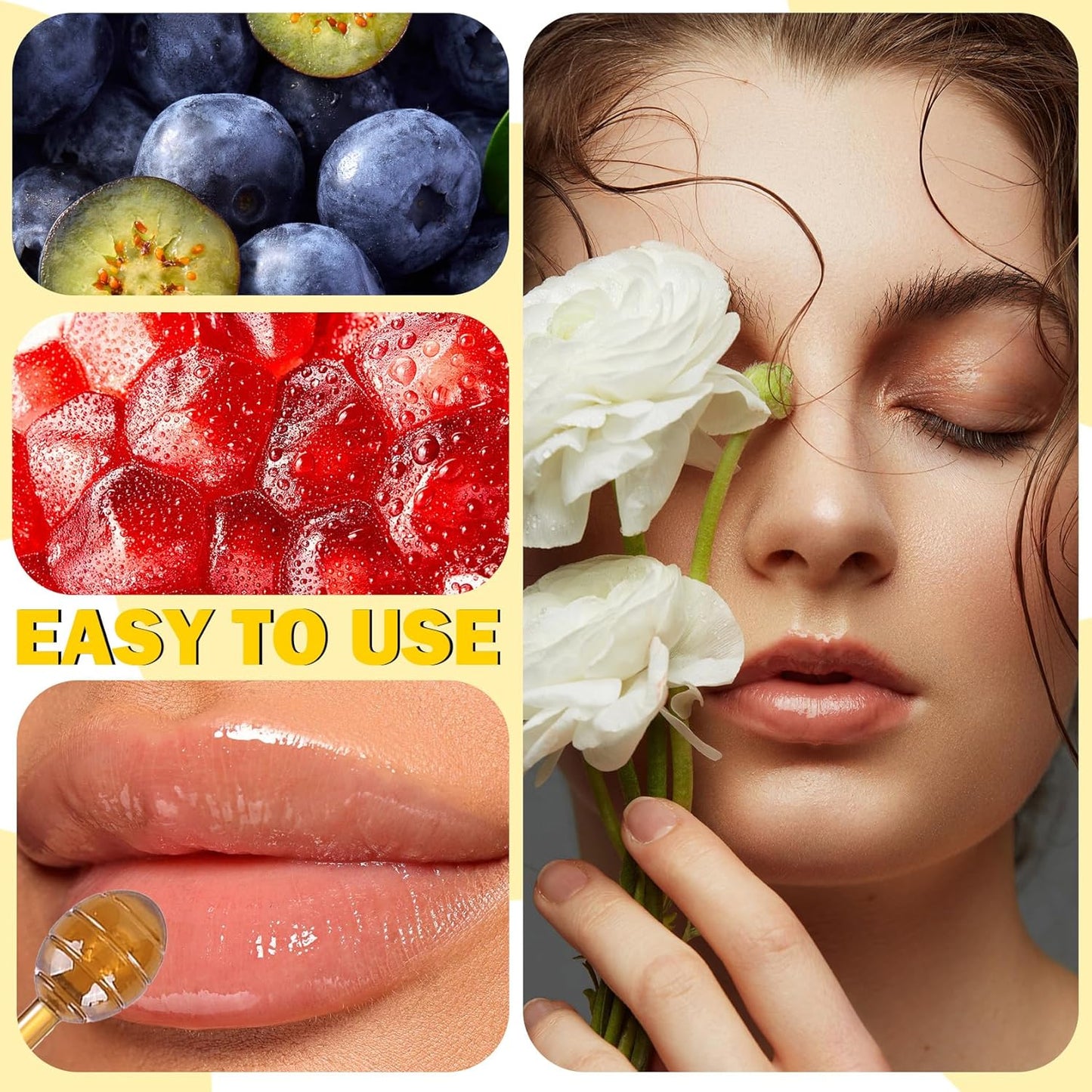 2PCS Lip Balm Honey Pot,Moisturizing Lip Sleep Mask,Prevention Dry and Cracked Overnight Sleeping Lip Mask with Brush,Reduces Lip Lines Long Lasting Hydrating Lip Care Scrubs Exfoliator