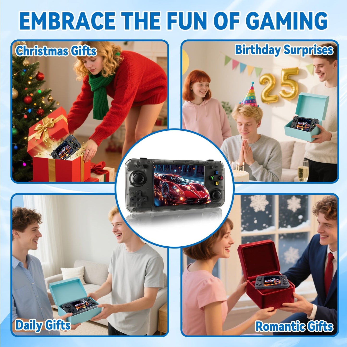 Forlarme R36H Retro Handheld Gaming Console - Equipped with Open Source Linux System,Over 20,000 Classic Games, 64GB TF Card, 3.5 - Inch IPS Screen Portable Handheld Console, Gifts for Adult (Black)