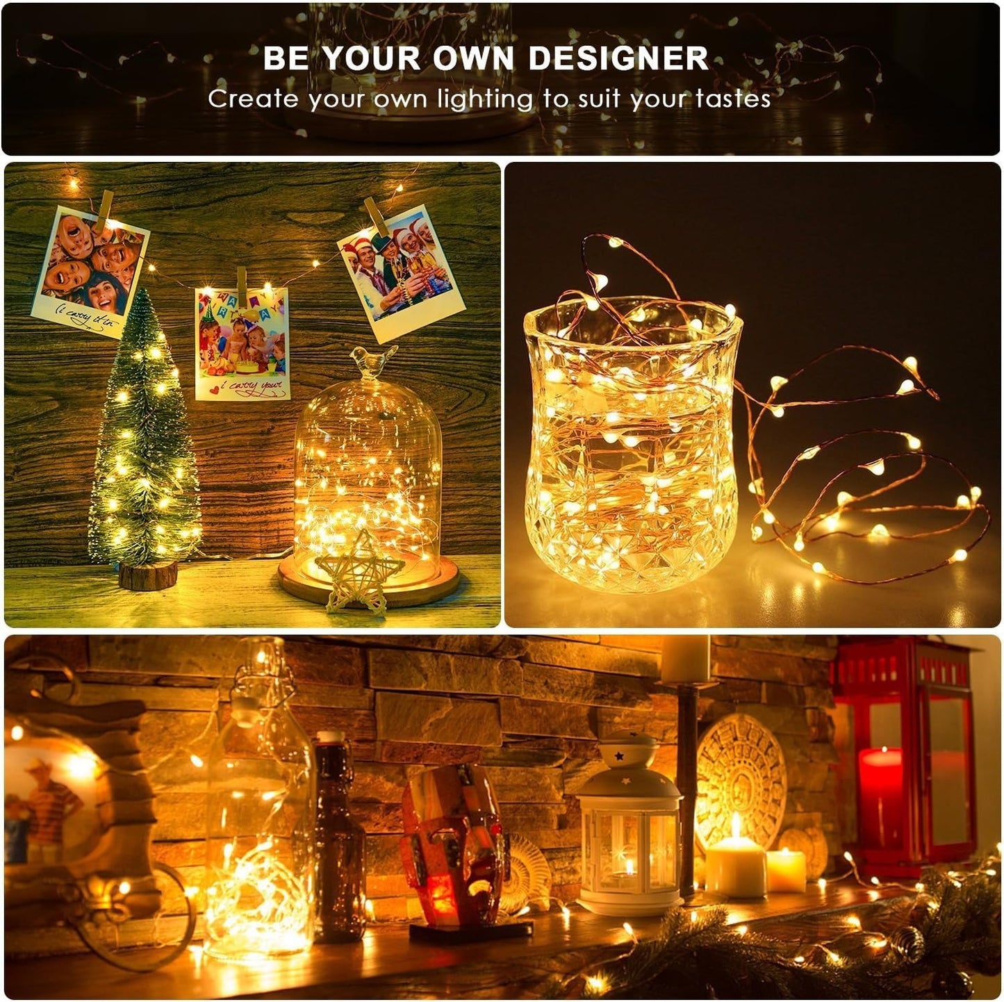 ANJAYLIA LED String Lights 50 Mini Twinkle Lights Battery Operated 16.4ft Warm White Decor for Wedding Party Christmas