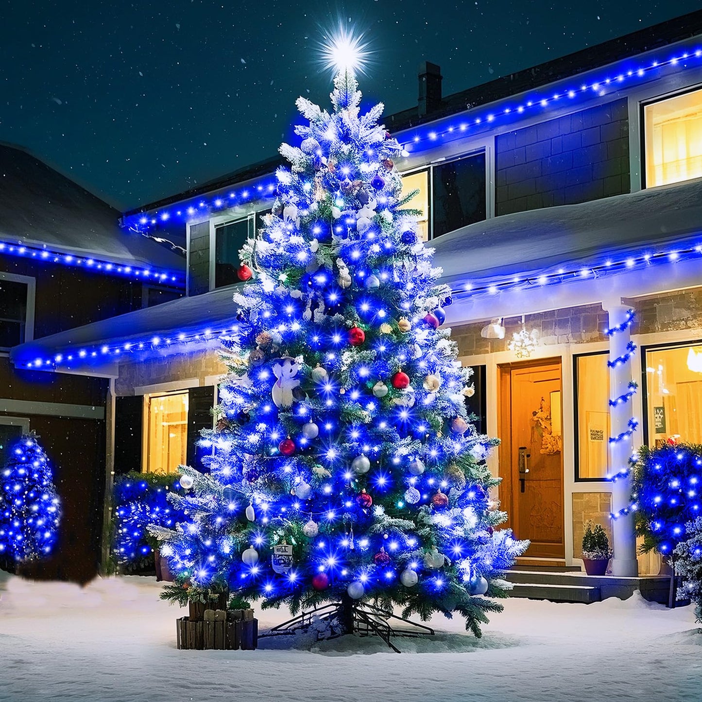 KNONEW Christmas String Lights, 600FT 1500 LED, Waterproof, 8 Modes, Dimmable, Blue, Model KN-1000-LIG168-01