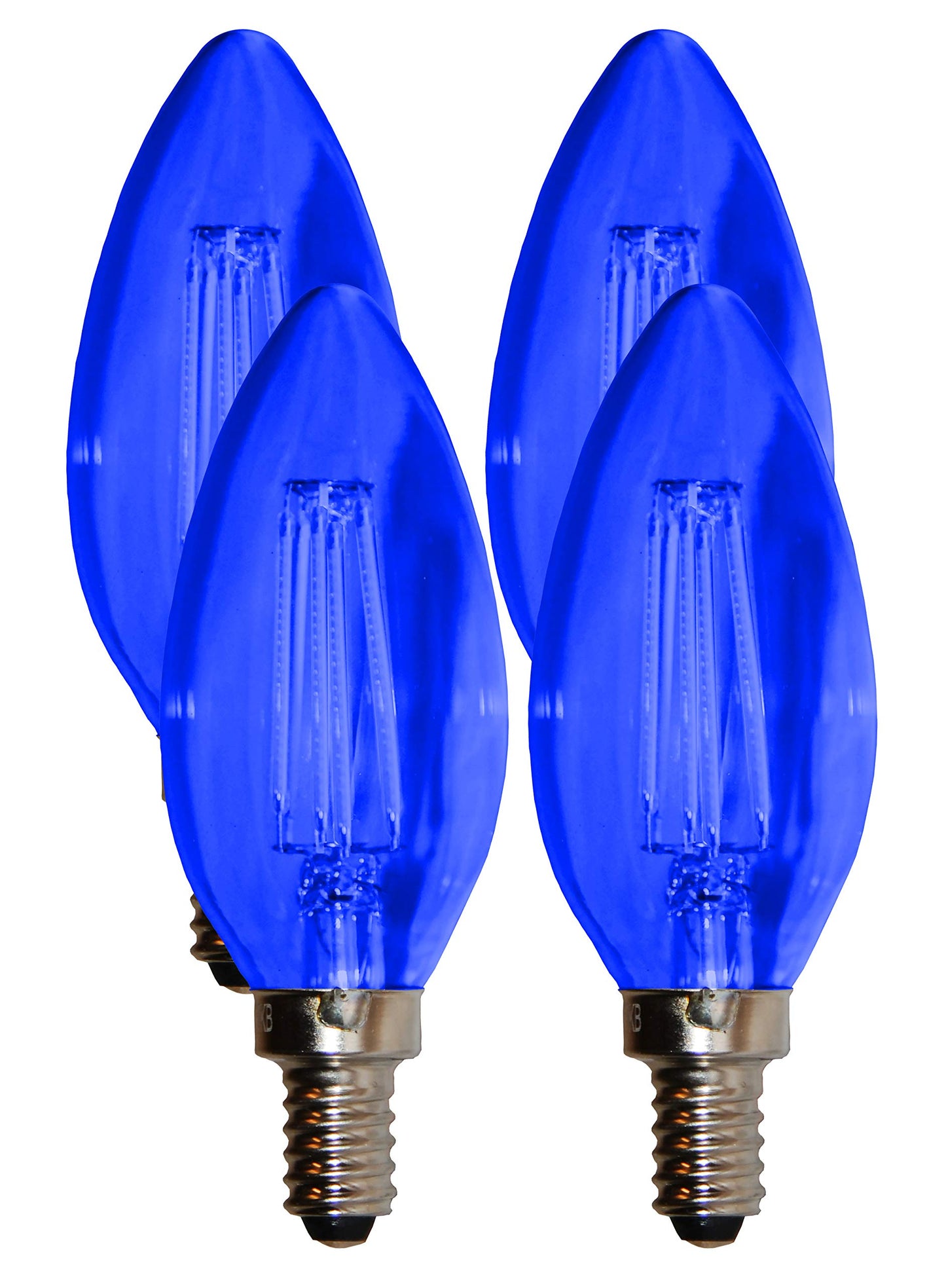 Sleeklighting E12 Led Filament Candelabra Blue Light Bulb, 5W (60W Replacement), Clear Glass, 4 Pack