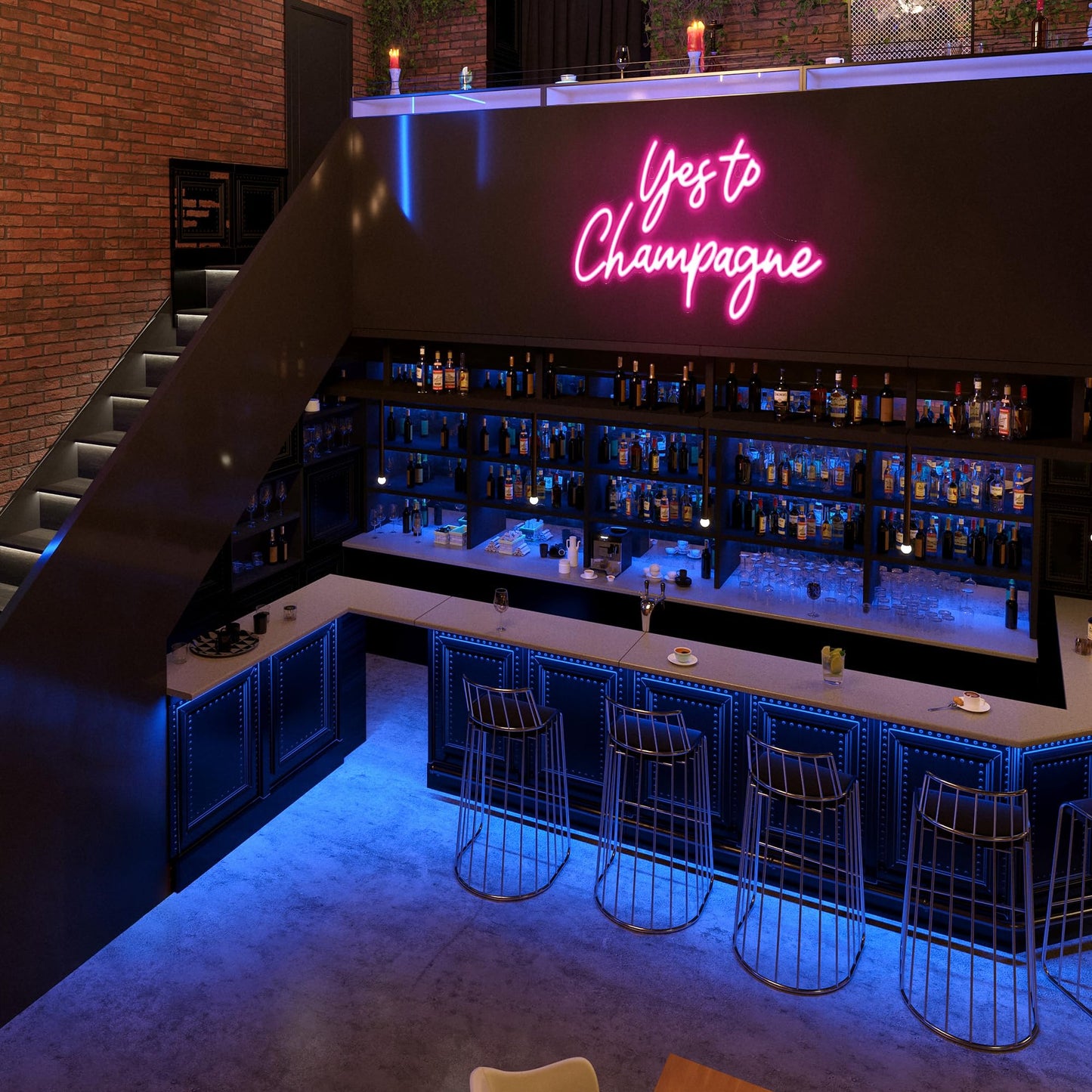 Kavaas Yes To Champagne Neon Sign 15 X 9.1  Neon Bar Signs For Home Bar Decor  Man Cave Pub Party - Best Gifts For Champagne Lover  Birthday  Christmas