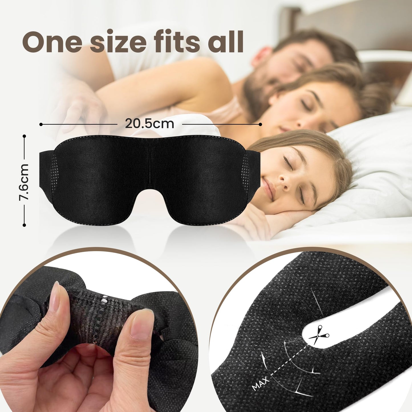 CROUVM 100 Pack Disposable Sleep Masks Bulk, Blackout Blindfolds for Men Women, Soft Eye Shade Cover for Sleeping Travel Yoga, Light Blocking Night Eye Mask for Party Games Team Building