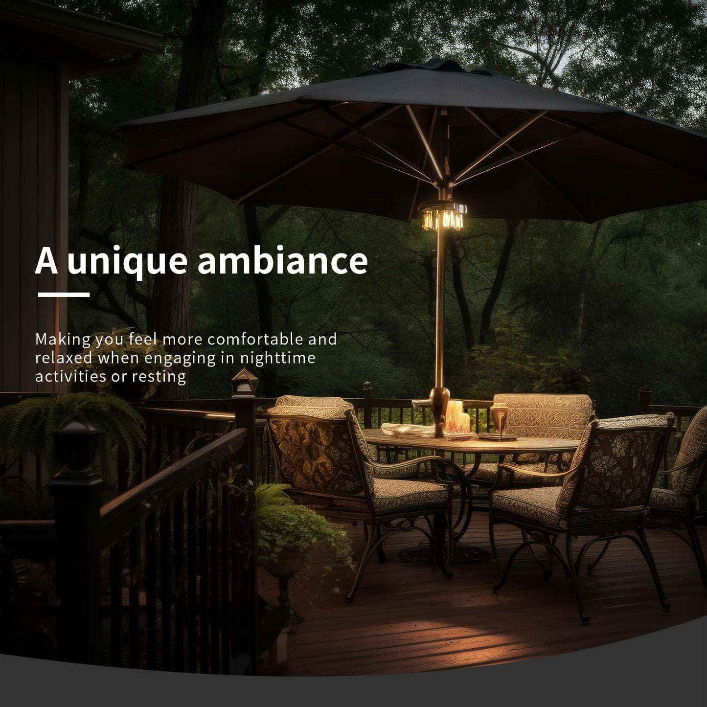 NORA·GIFT Patio Umbrella Light with LED Edison Bulbs, Battery Operated, Brown, 2 Packs, Model NRGT202140012