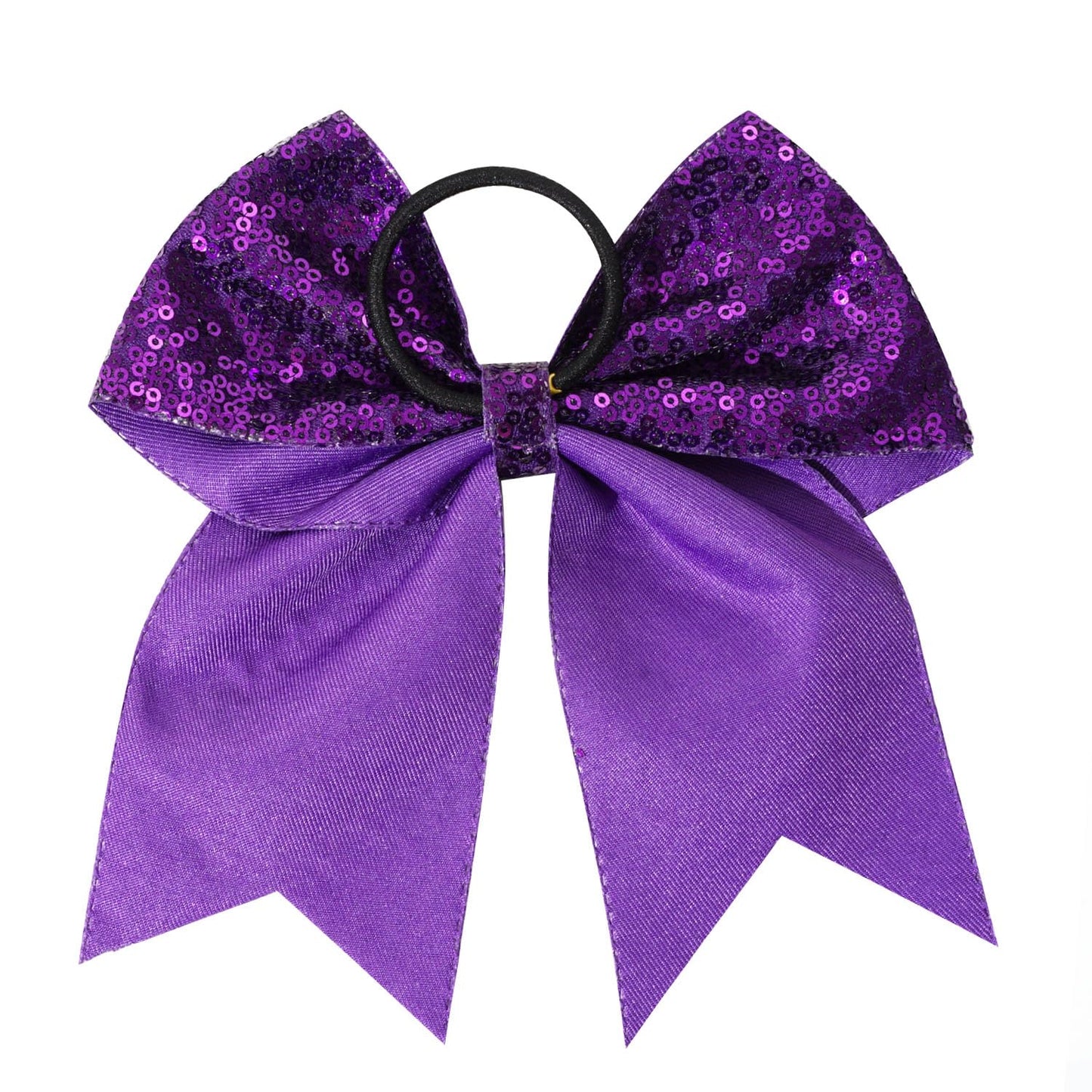 2 PCS 8  Large Cheer Bows Sequin Cheer Hair Bows Ponytail Holders Cheerleading Bows for Jumbo Cheerleading Teen Girls Sports (Pu