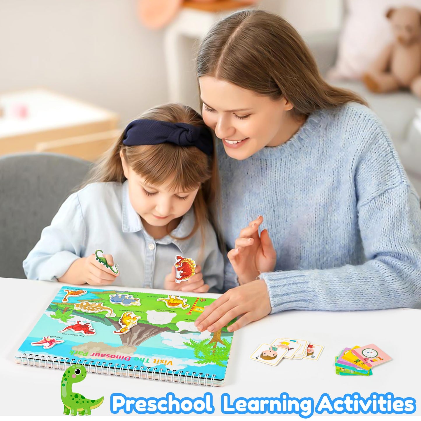 Montessori Busy Book for Toddlers 3-5, Dinosaur My Preschool Learning Activities, Education Kindergarten Sticker Workbook, Travel Toys for Kids, Birthdays Gifts for Boy and Girl Age 3 4 5 Year Old