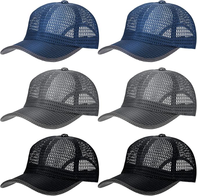 Handepo 6 Pcs Summer Mesh Baseball Cap Breathable Trucker Mesh Hat for Men Women Outdoor Sports Running Caps Cooling Light...