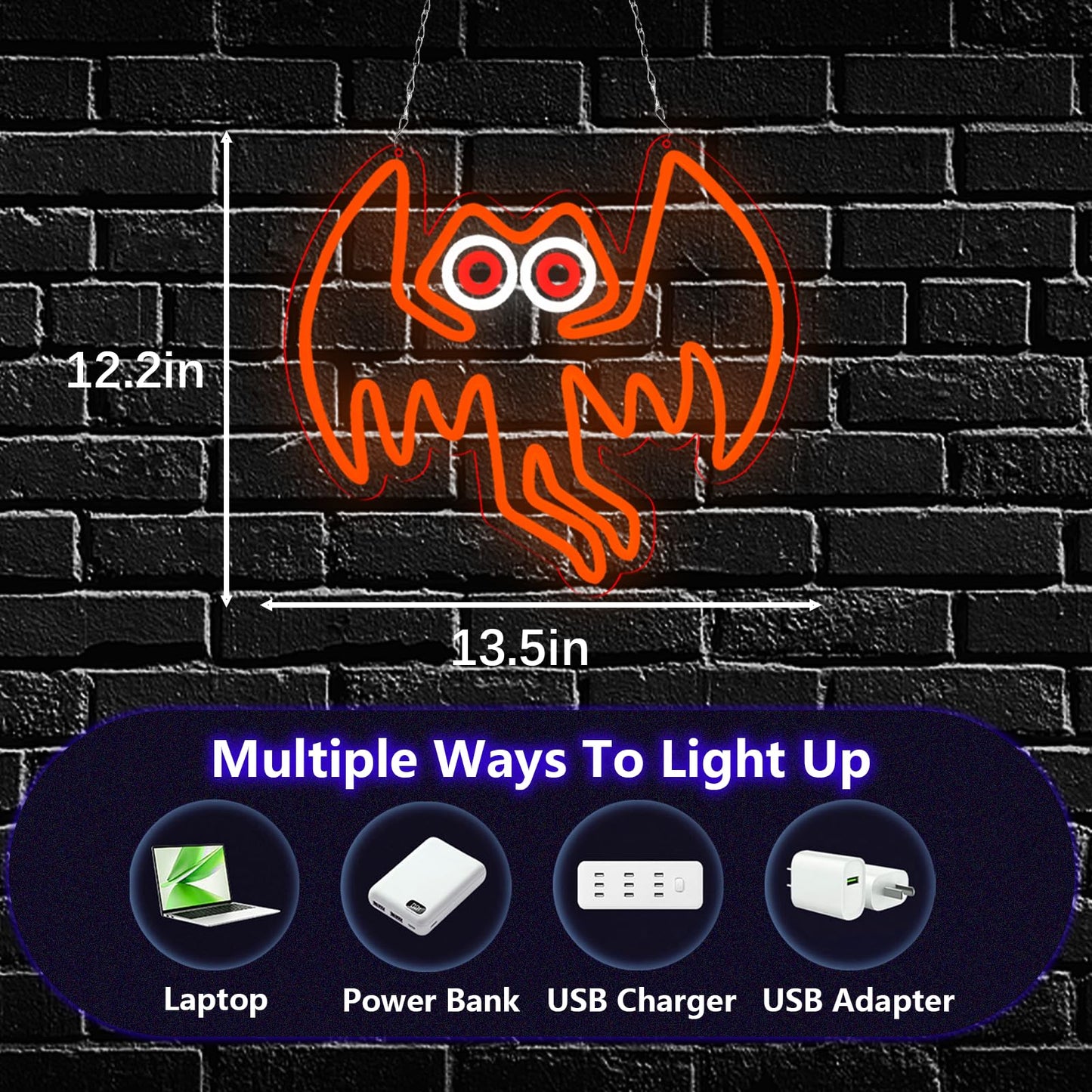 Qbanziou Mothman Neon Signs For Wall Decor
