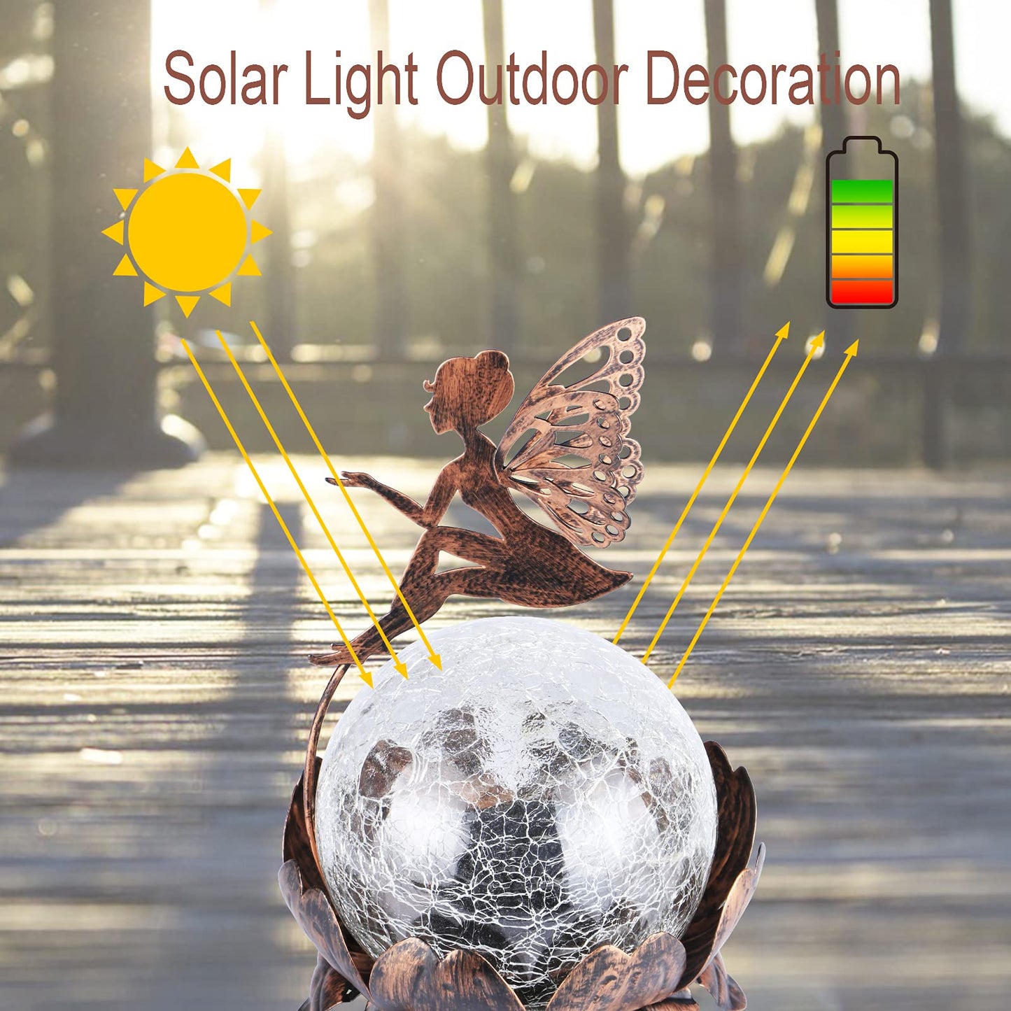 Mumtop Solar Lantern Fairy Light - Waterproof Led Tabletop Lamp,  le Glass, Brown For Garden, Patio, Yard Decor, Model 2Cfb54D4-2C6B-