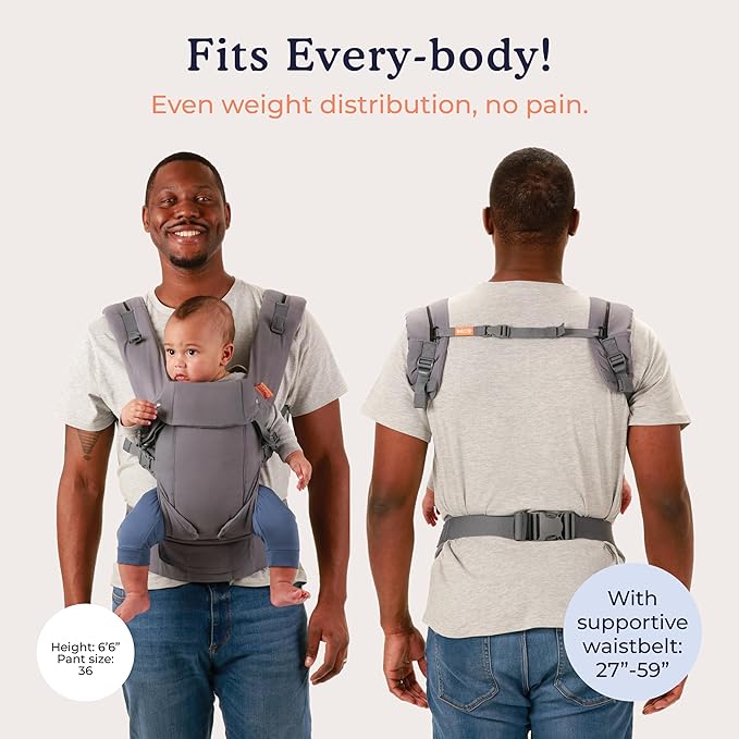 Beco Baby Carrier Gemini Newborn to Toddler - Front, Back and Hip Seat Carrier, Baby Carrier Backpack & Baby Front Carrier with Adjustable Seat, Ergonomic Baby Holder Carrier 7-35lbs (Blue Linen)