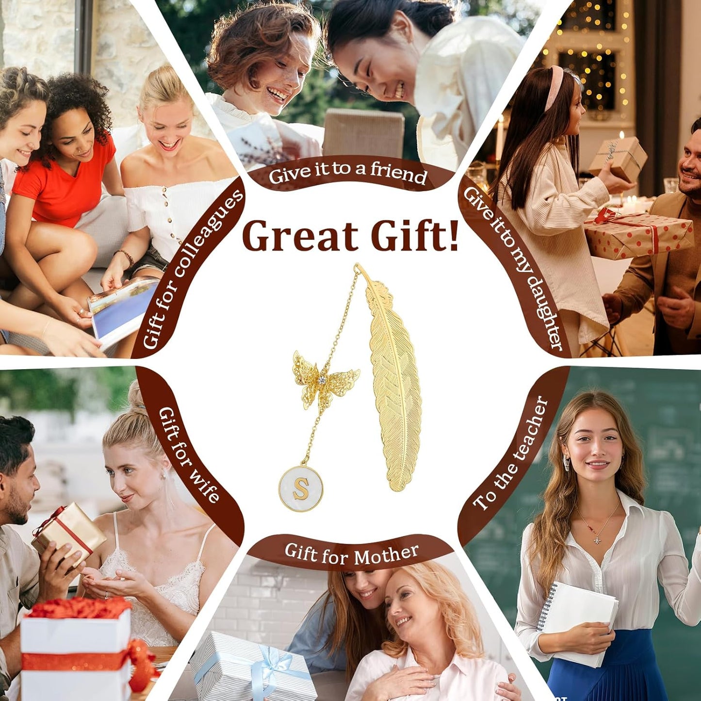 Personalized Initial Metal Butterfly Feather Bookmark for Women Girls Readers Book Lover Birthday Gifts for Women Her Teacher Girlfriend Wife Mom Sister Friend Daughter(K)