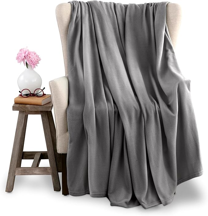 Soft Microfleece Blanket | Queen Size | All-Season Comfort | Super Soft Lightweight Throw | Plush for Bed, Couch, or Travel | Pet-Friendly | Gray